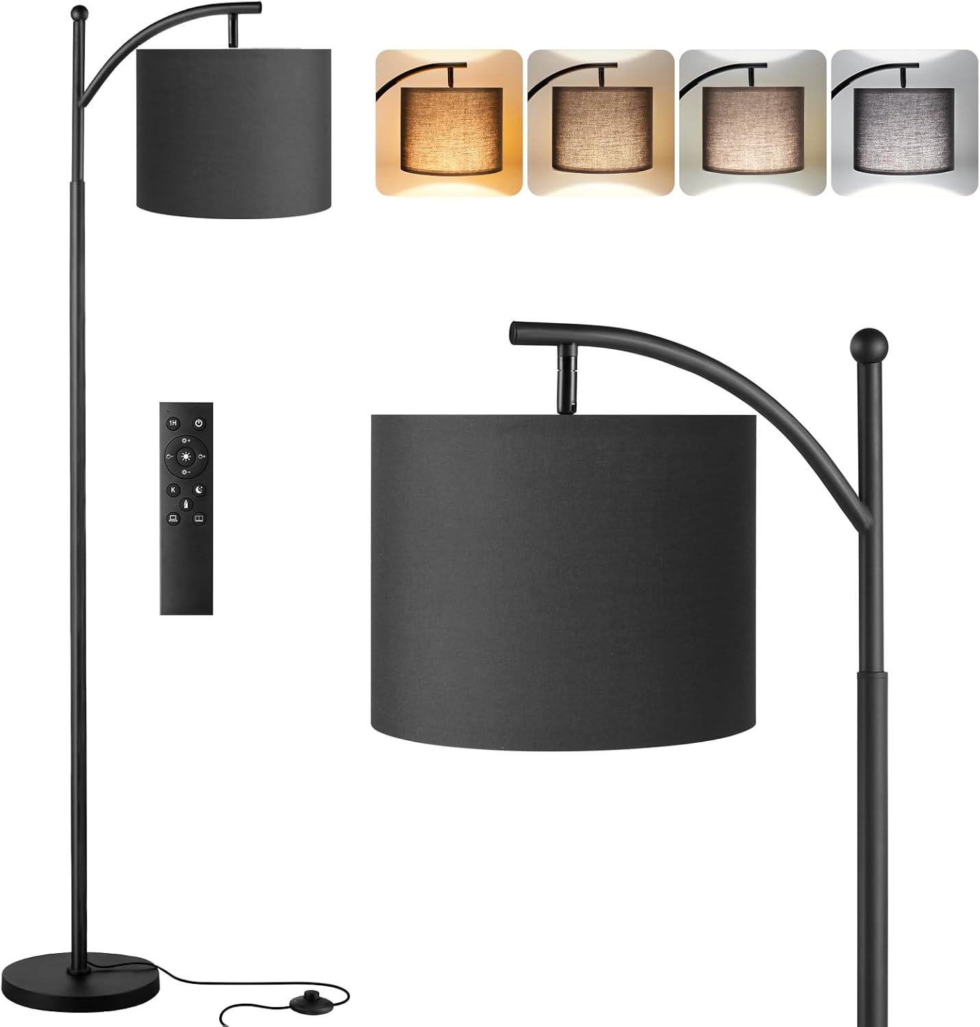 Detalle de Aooshine Black arc floor lamp 60 inch