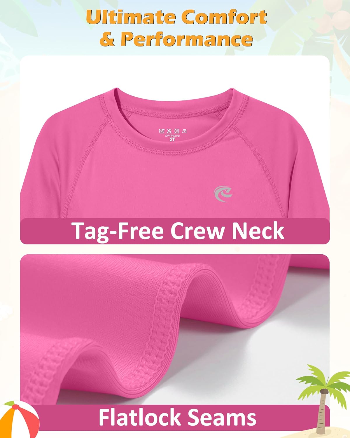 Detalle de Boys UPF 50+ Swim Shirt Long Sleeve with 1 or 2 Pack UV Sun Protection Rash Guard