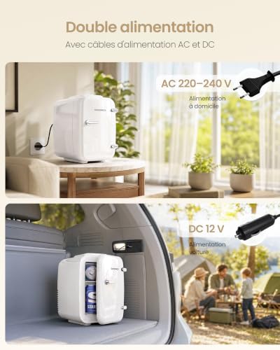 Detalle de SONGMICS Mini Frigo 4L – Réfrigérateur Portable Chaud et Froid