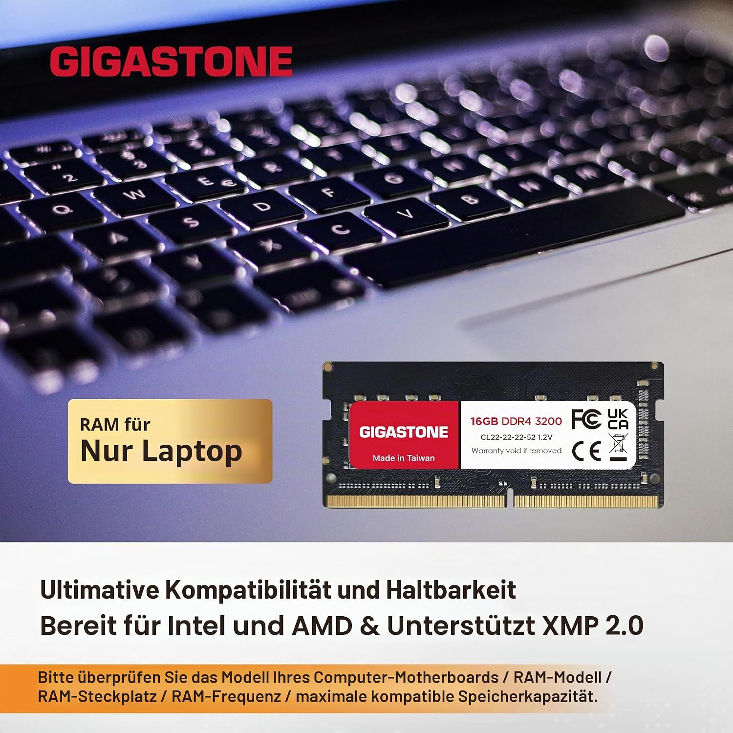 Detalle de GIGASTONE 32GB Kit (2x16GB) DDR4 3200MHz SODIMM - Notebook RAM Upgrade