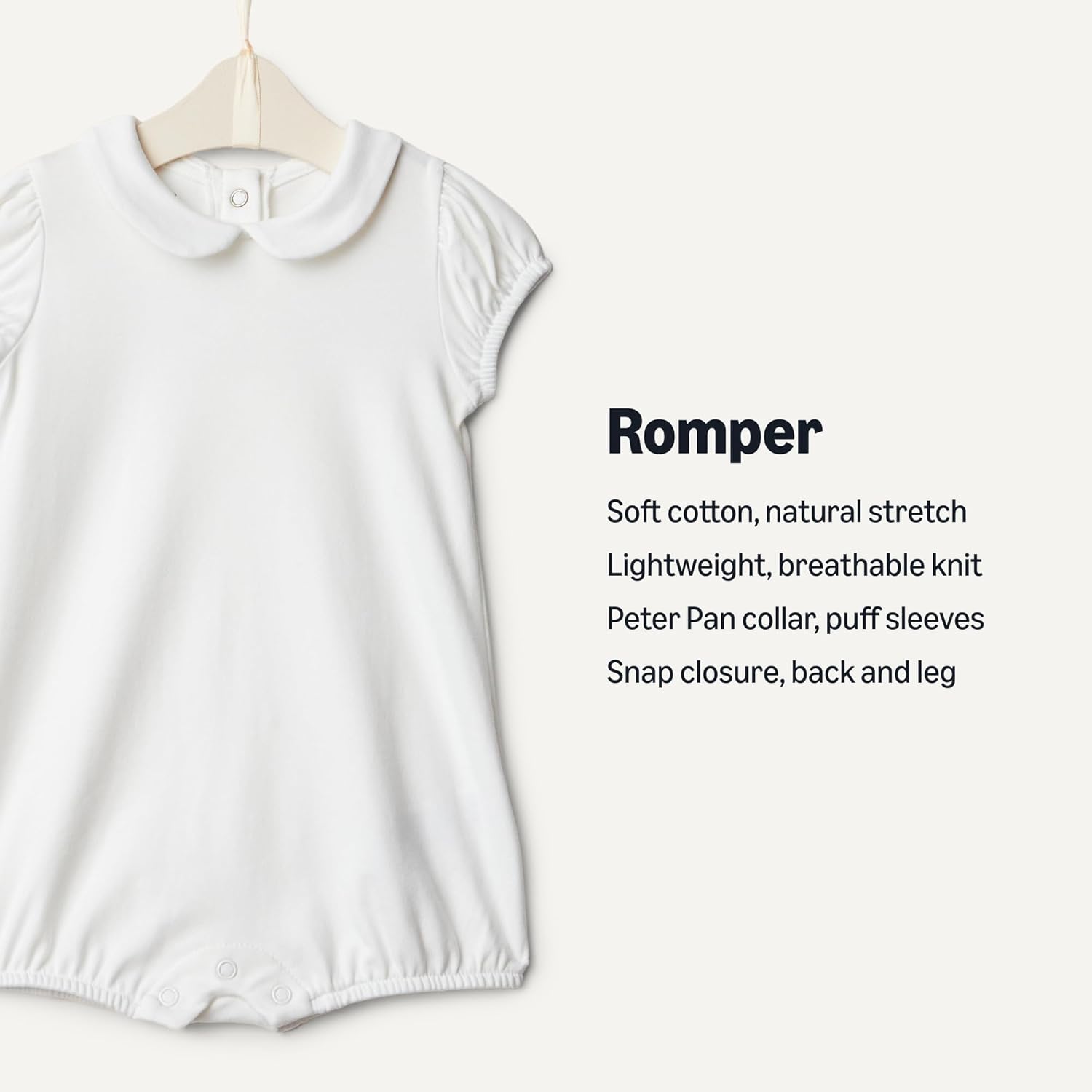 Thumbnail 1 de Amazon Essentials Baby Girls’ Cotton Short-Sleeve Romper Suit with Peter Pan Collar (Pack of 2)