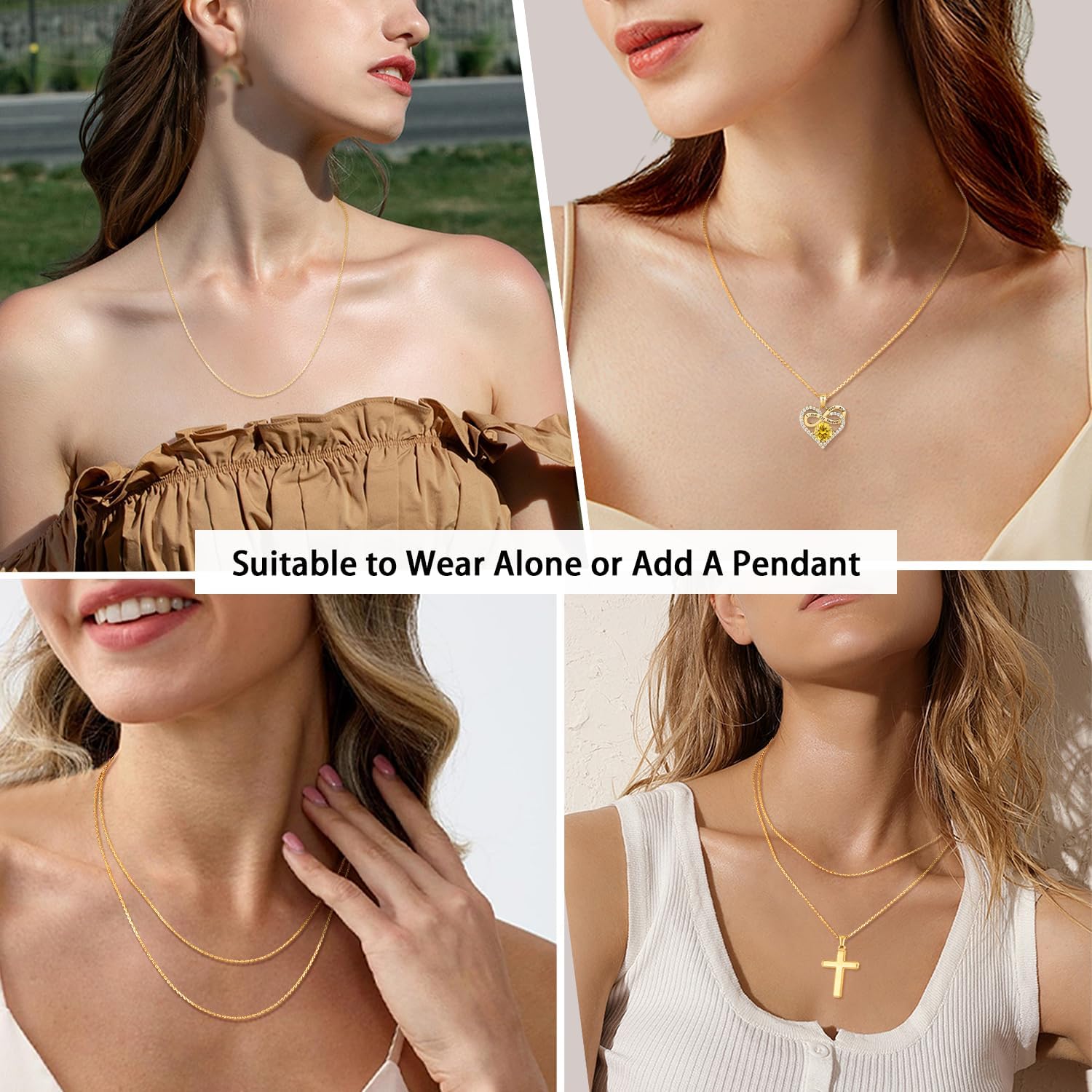 Detalle de Jewlpire 18k Gold Plated 925 Sterling Silver Chain Necklace for Women