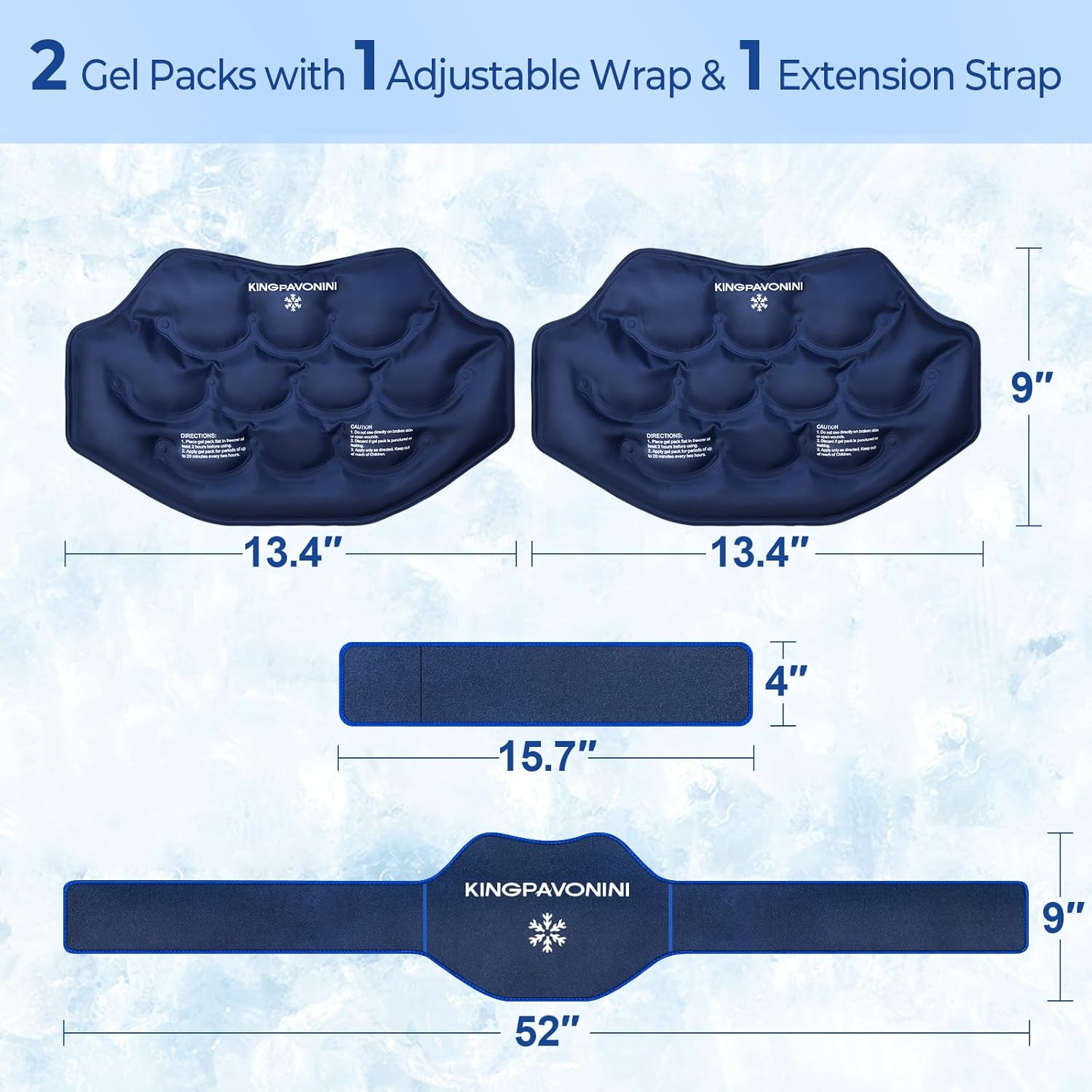 Detalle de KingPavonini Extra Large Back Ice Pack with Extension Strap (2 Pack)