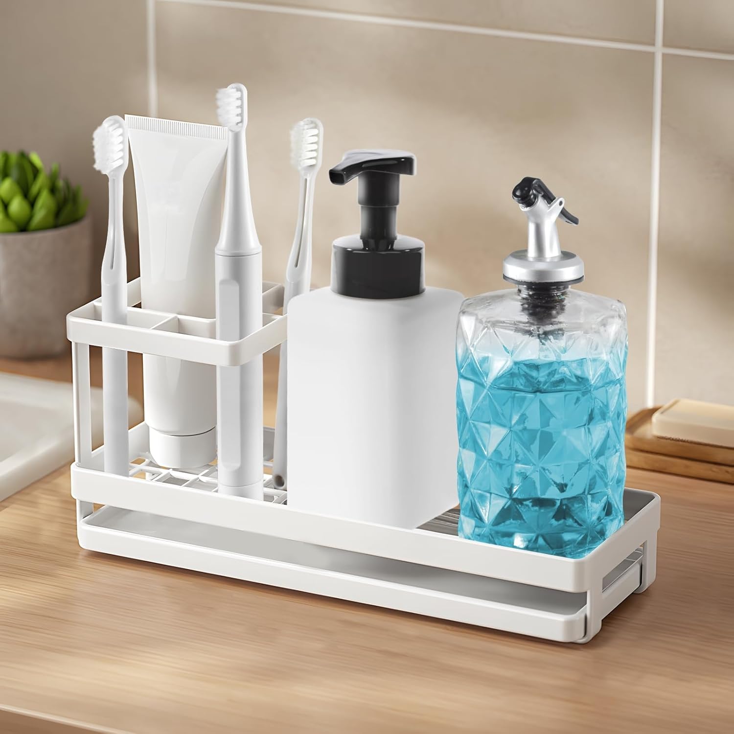 Thumbnail 6 de IWTTWY 4-slot toothbrush caddy with tray 🪥