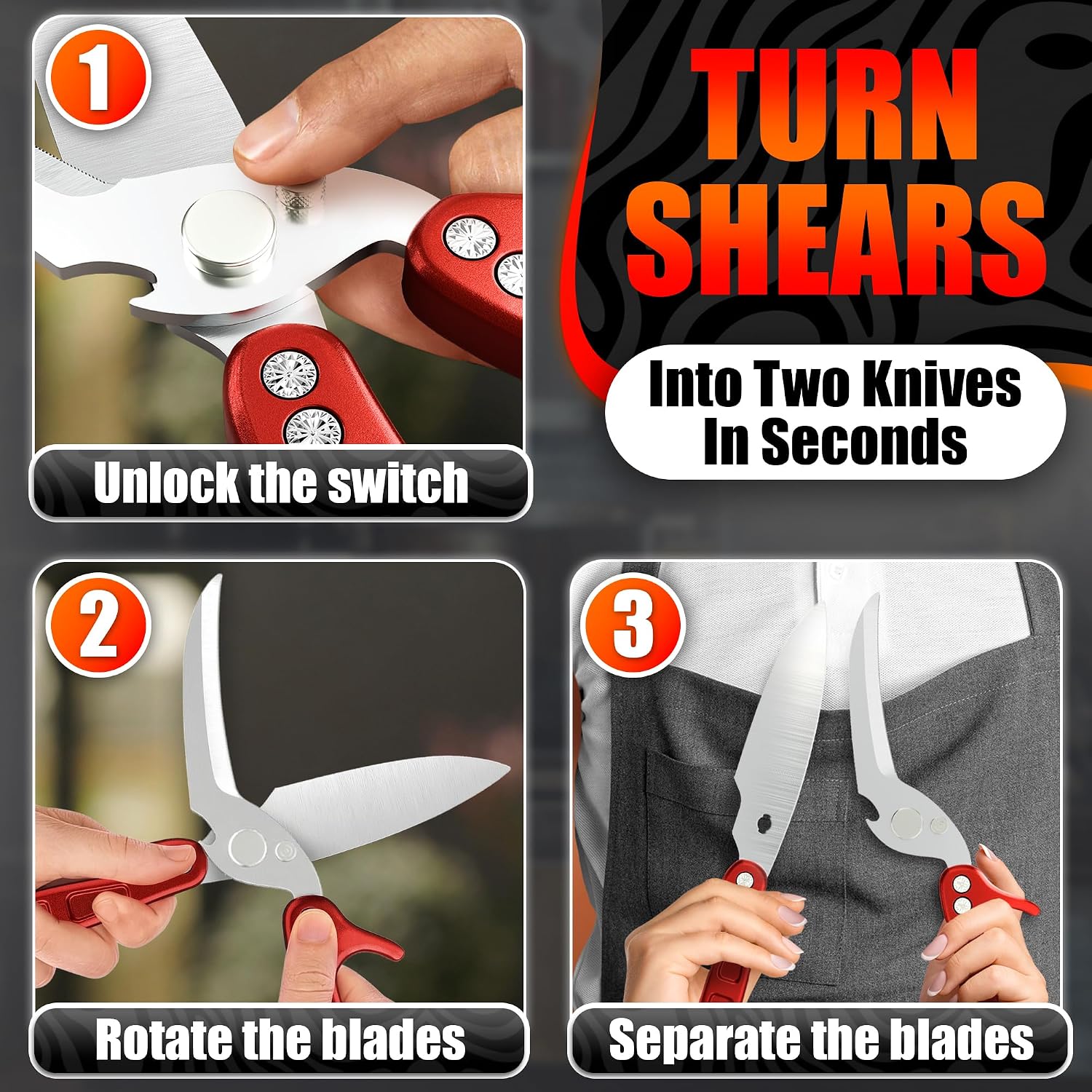Detalle de Poultry Shears with 3Cr14 Steel Blades