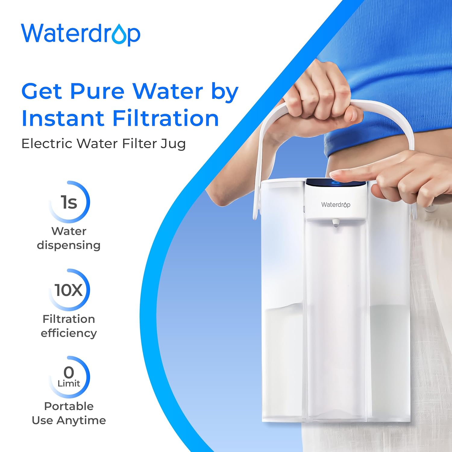 Thumbnail 1 de Waterdrop Instant Electric Water Filter Jug (3.5L) with 3-Month Filter – Reduces Chlorine, Lead, Mercury & PFAS