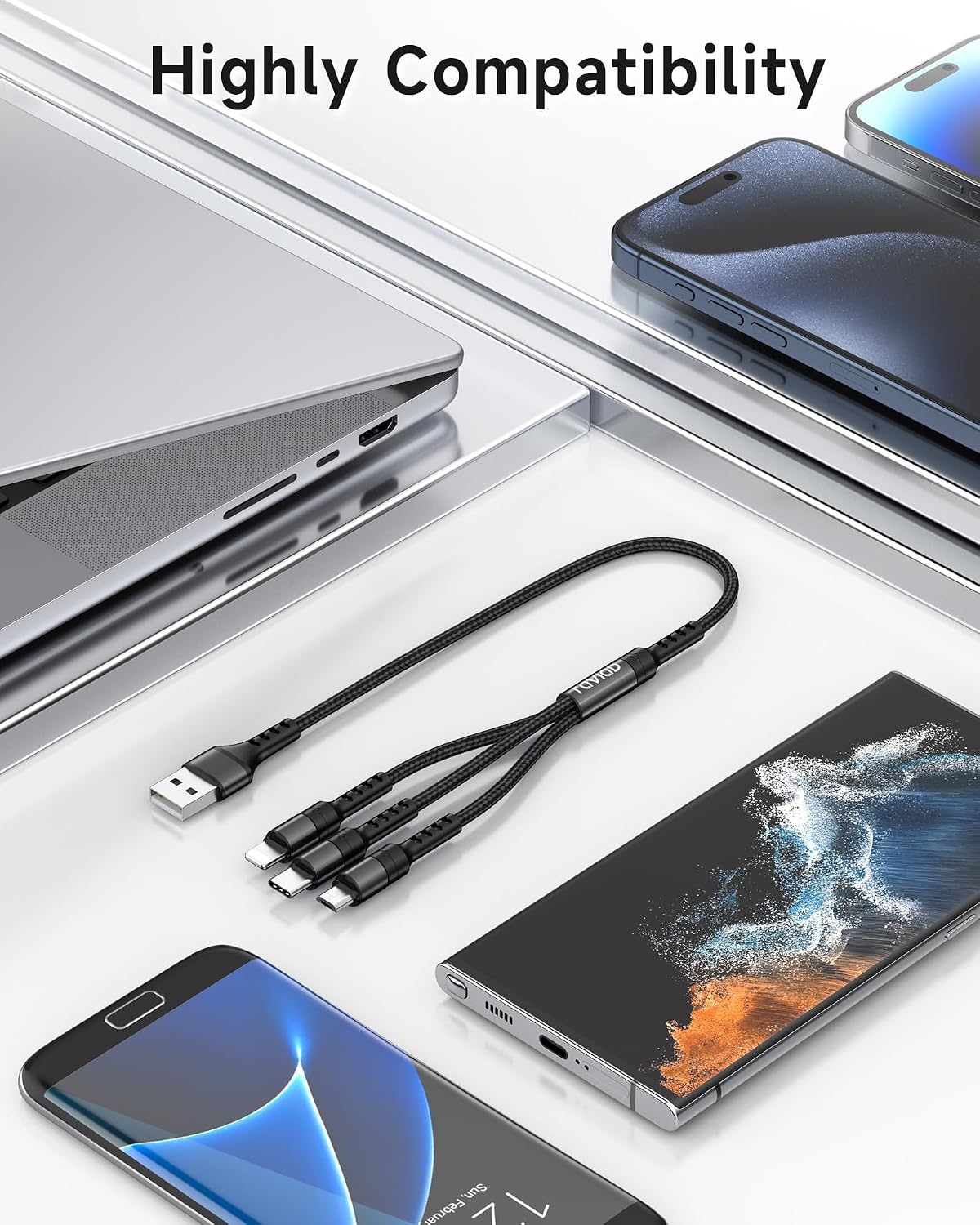 Thumbnail 6 de RAVIAD 3-in-1 Multi Charger Cable (0.5m) with Lightning, USB‑C and Micro USB – Black