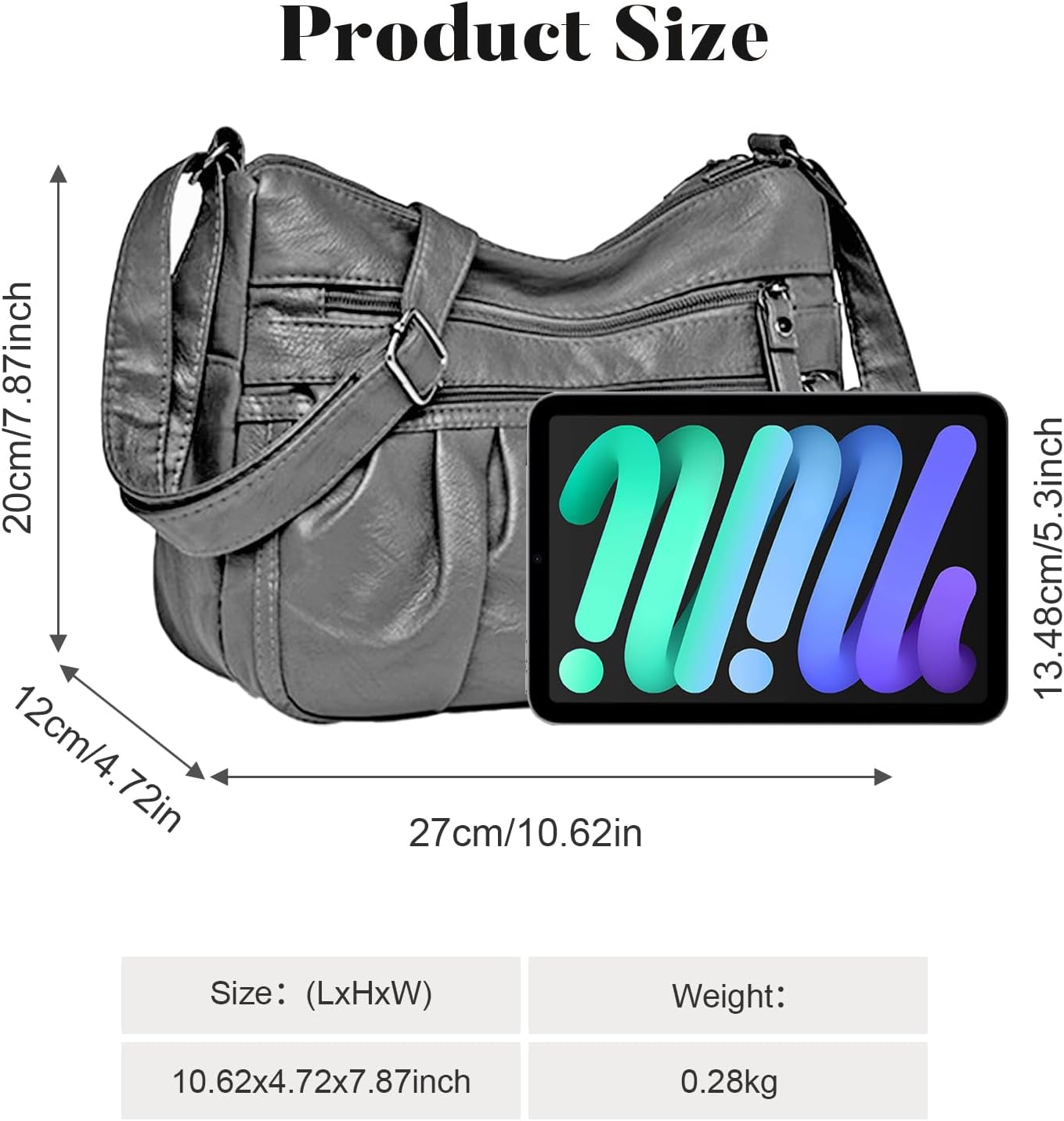 Thumbnail 3 de LassZone Soft Vegan Leather Handbag for Women – Multi Pocket Crossbody