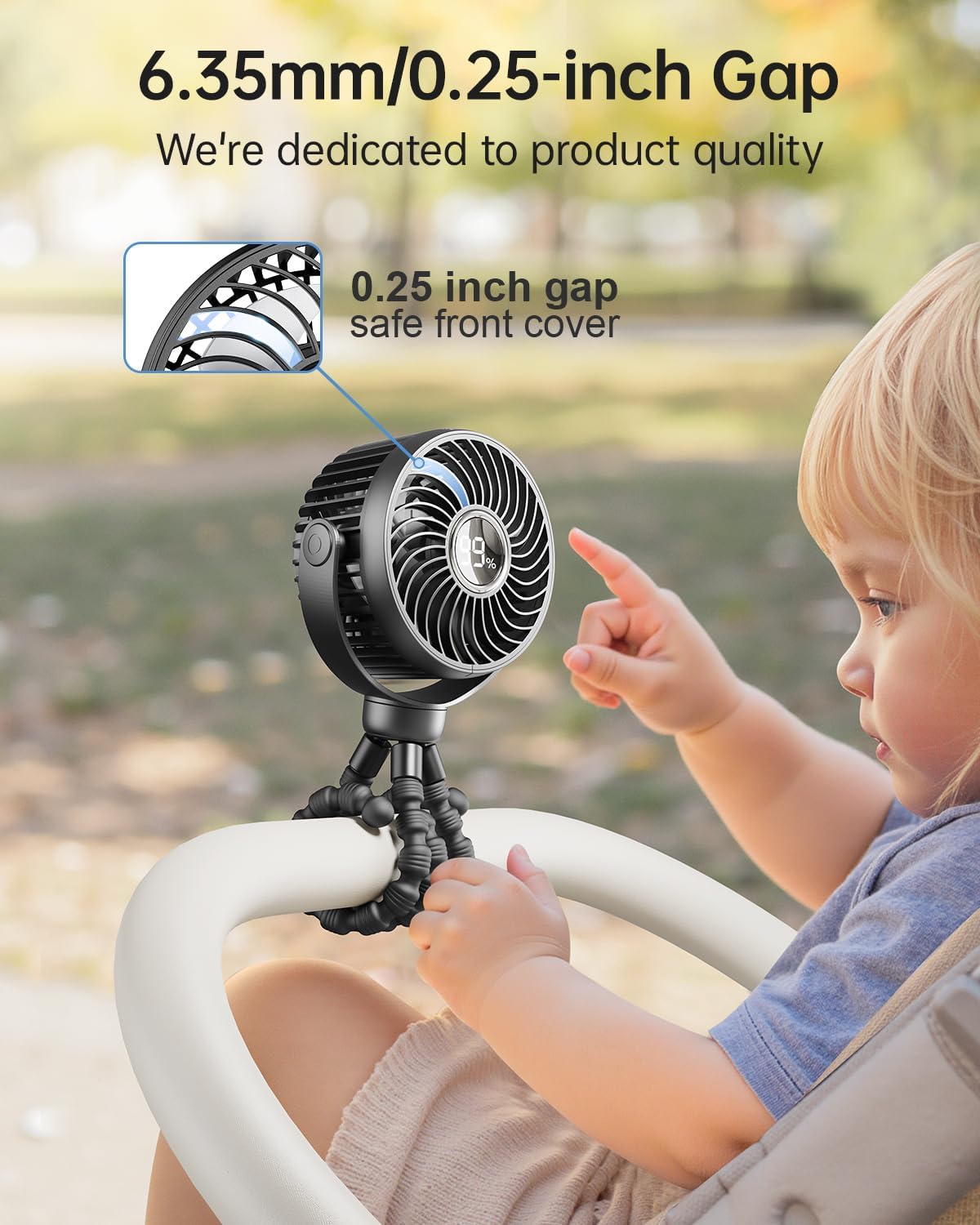 Detalle 2 de Bearwind Mini Portable Pram Fan 4-speed
