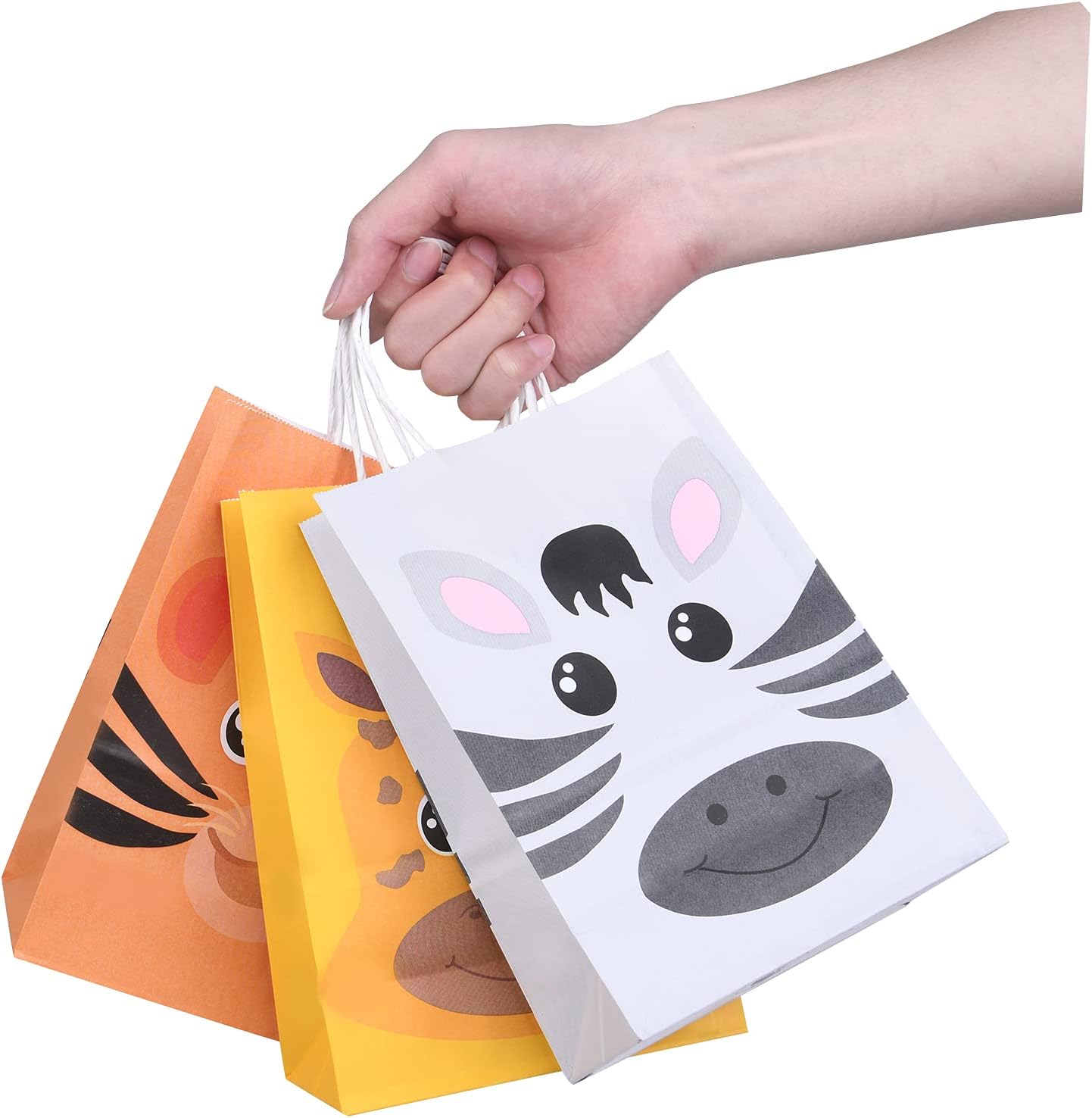 Detalle de Flintronic Geschenktüten mit Tiermotiven (18 Stück) aus Kraftpapier für Kinderparty, Babygeburtstag & Co.