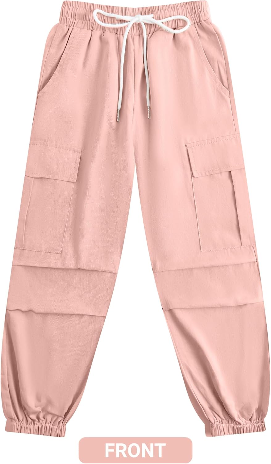 Thumbnail 6 de JiAmy Girls Cargo Trousers: Elastic Waist Baggy Parachute Joggers for 5–14 Years