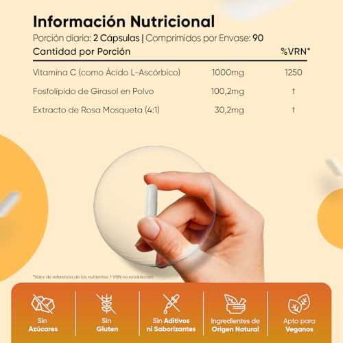 Thumbnail 2 de WeightWorld Vitamina C Liposomal 1000 mg (180 cápsulas) con rosa mosqueta