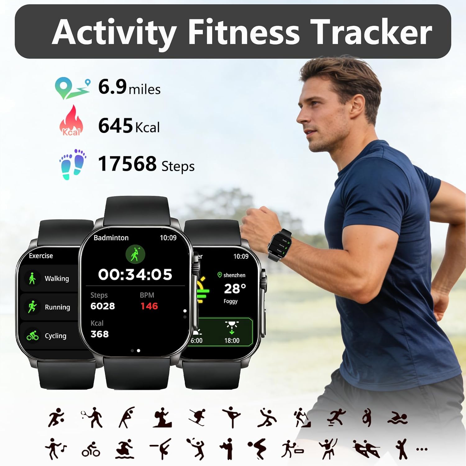 Thumbnail 6 de Smart Watch with 2.01-inch AMOLED Curved Display: 120+ Sports Modes, 24/7 Health Monitoring, IP68