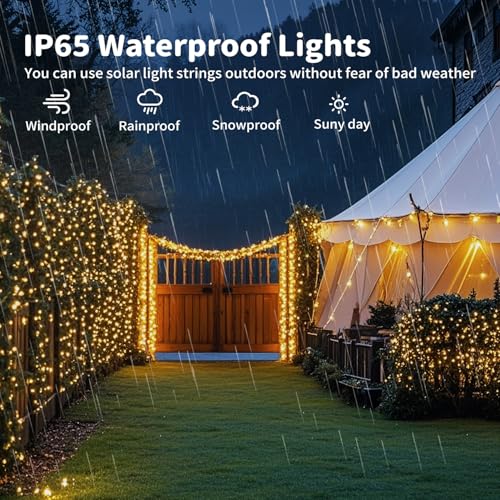 Thumbnail 3 de Hoteril Guirnalda de Luces Solares LED Exterior 51 m – 150 LEDs (3×17 m), IP65, 8 modos con memoria
