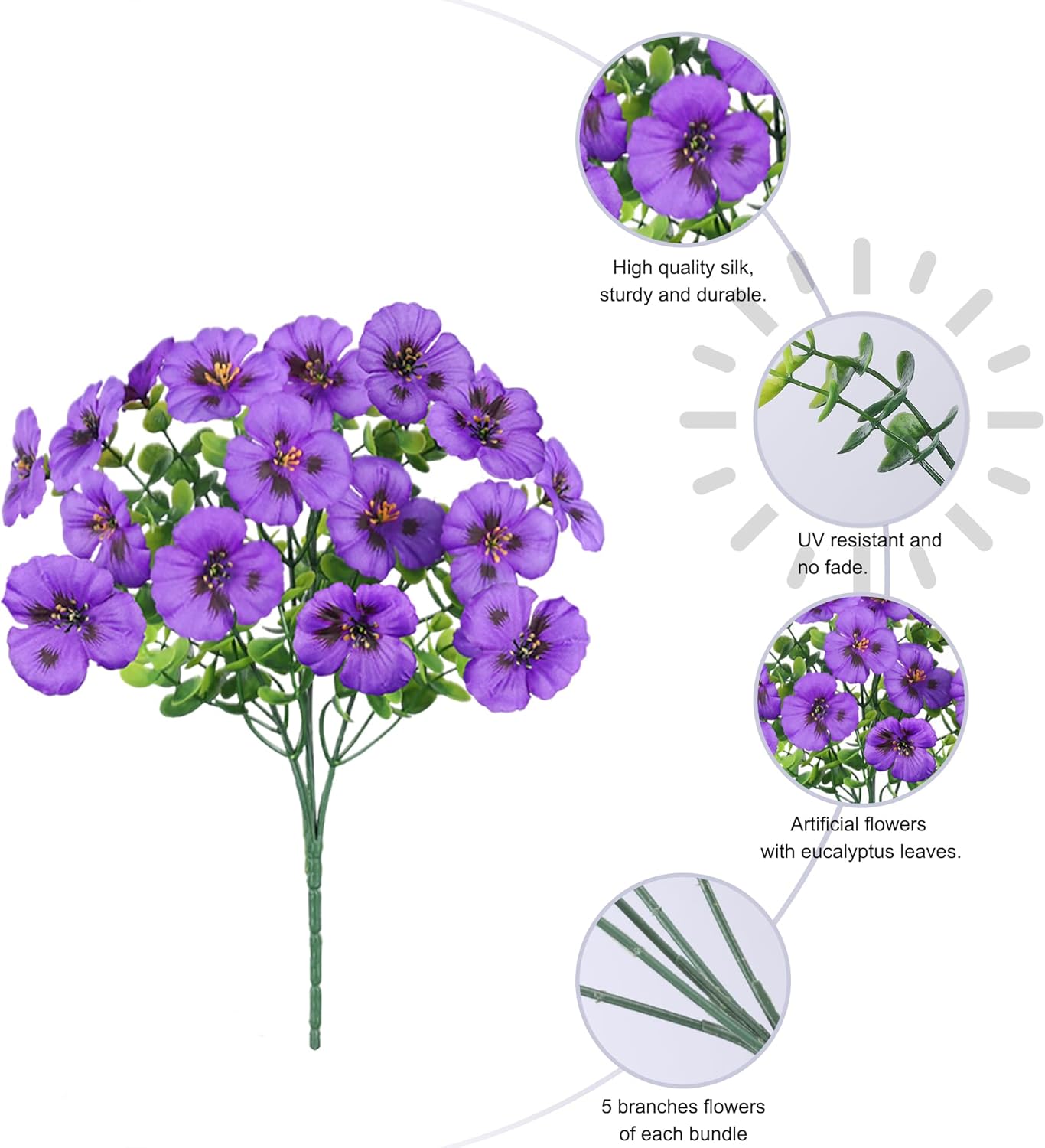 Thumbnail 6 de Ivydale 20 Artificial Pansy Flowers for Outdoor Decor