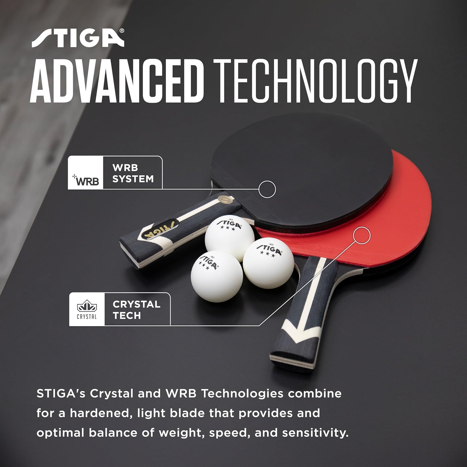 Detalle de STIGA Premium 2-Player Ping Pong Paddle Set with ITTF-Approved Paddles