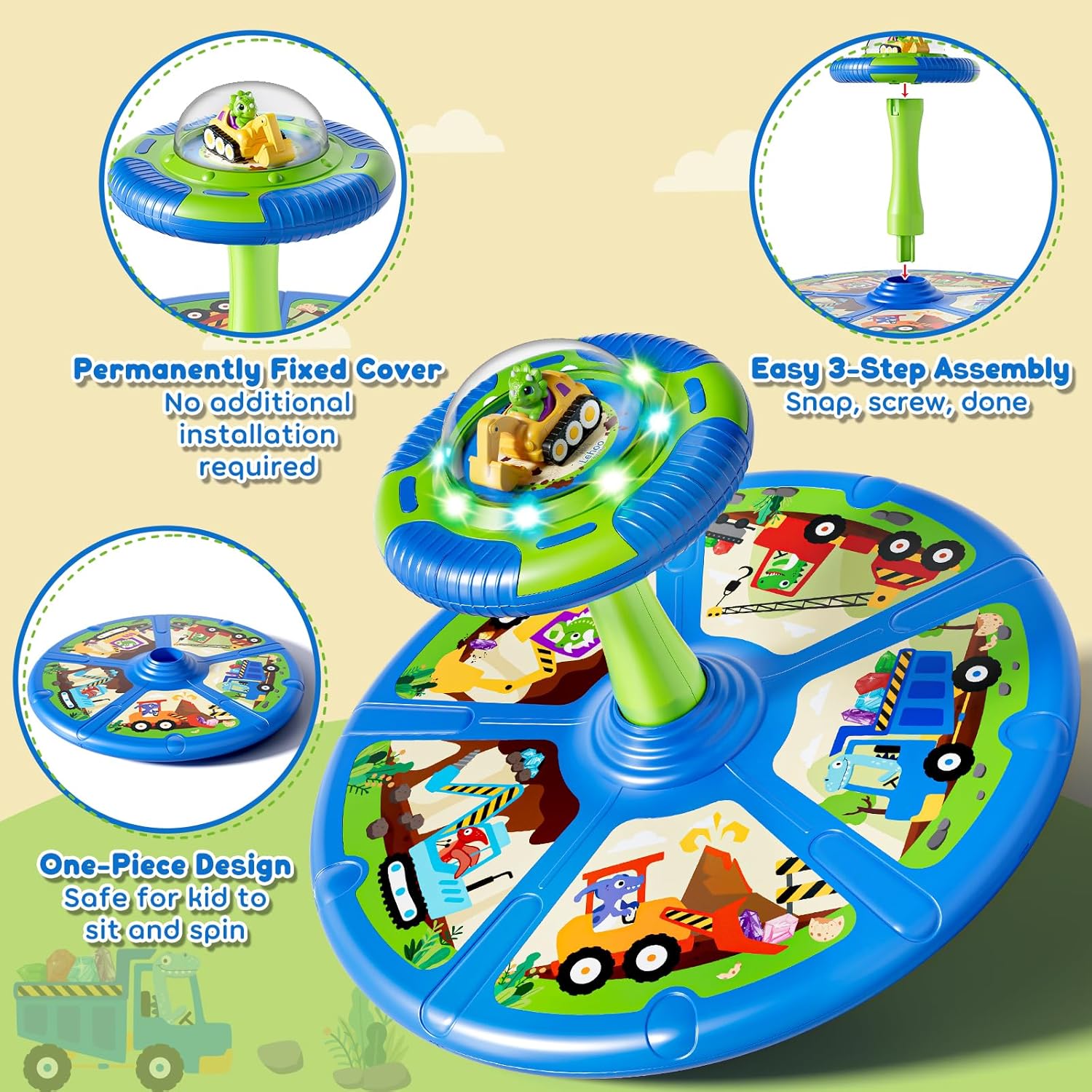 Thumbnail 3 de Lehoo Castle Dino Construction Truck 360° spinning seat for toddlers