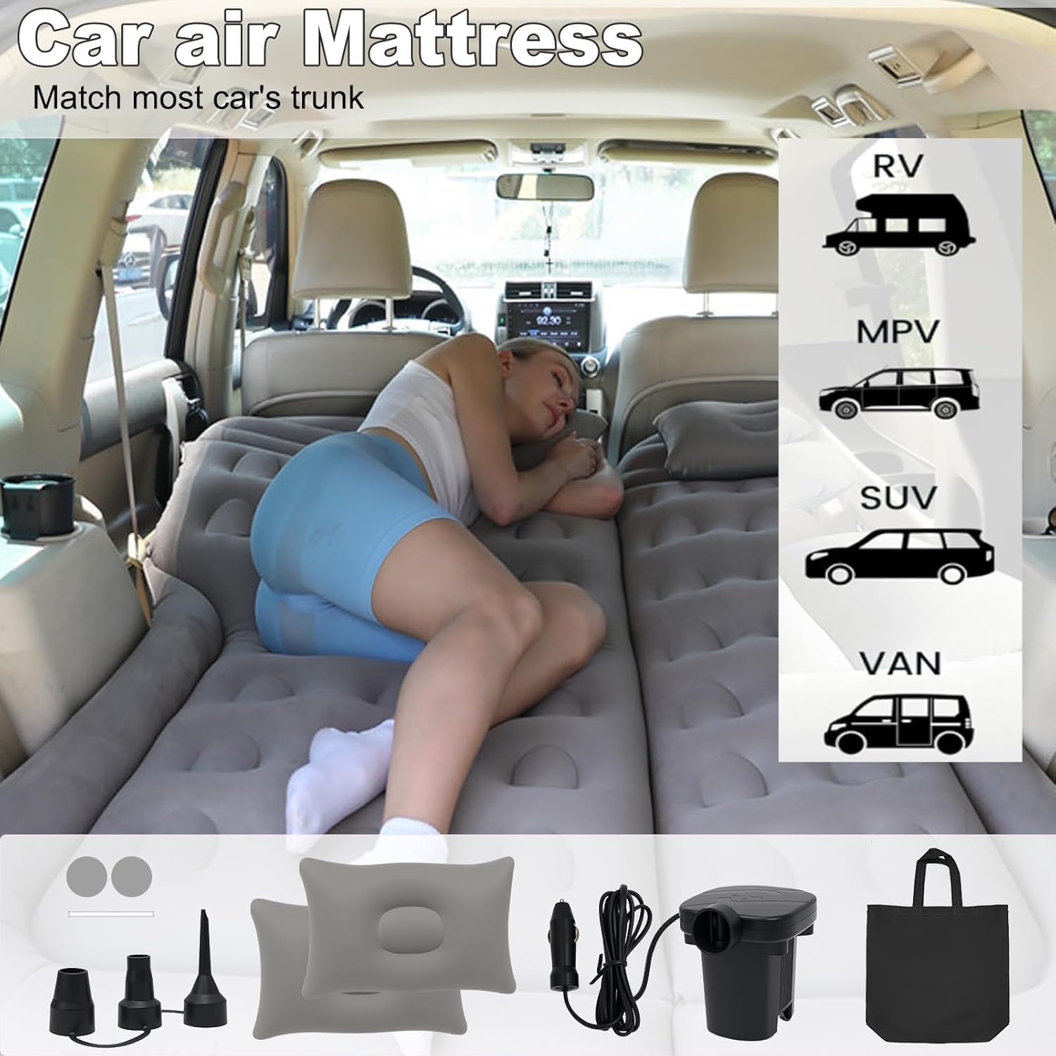 Detalle de SUV car air mattress, flocked PVC