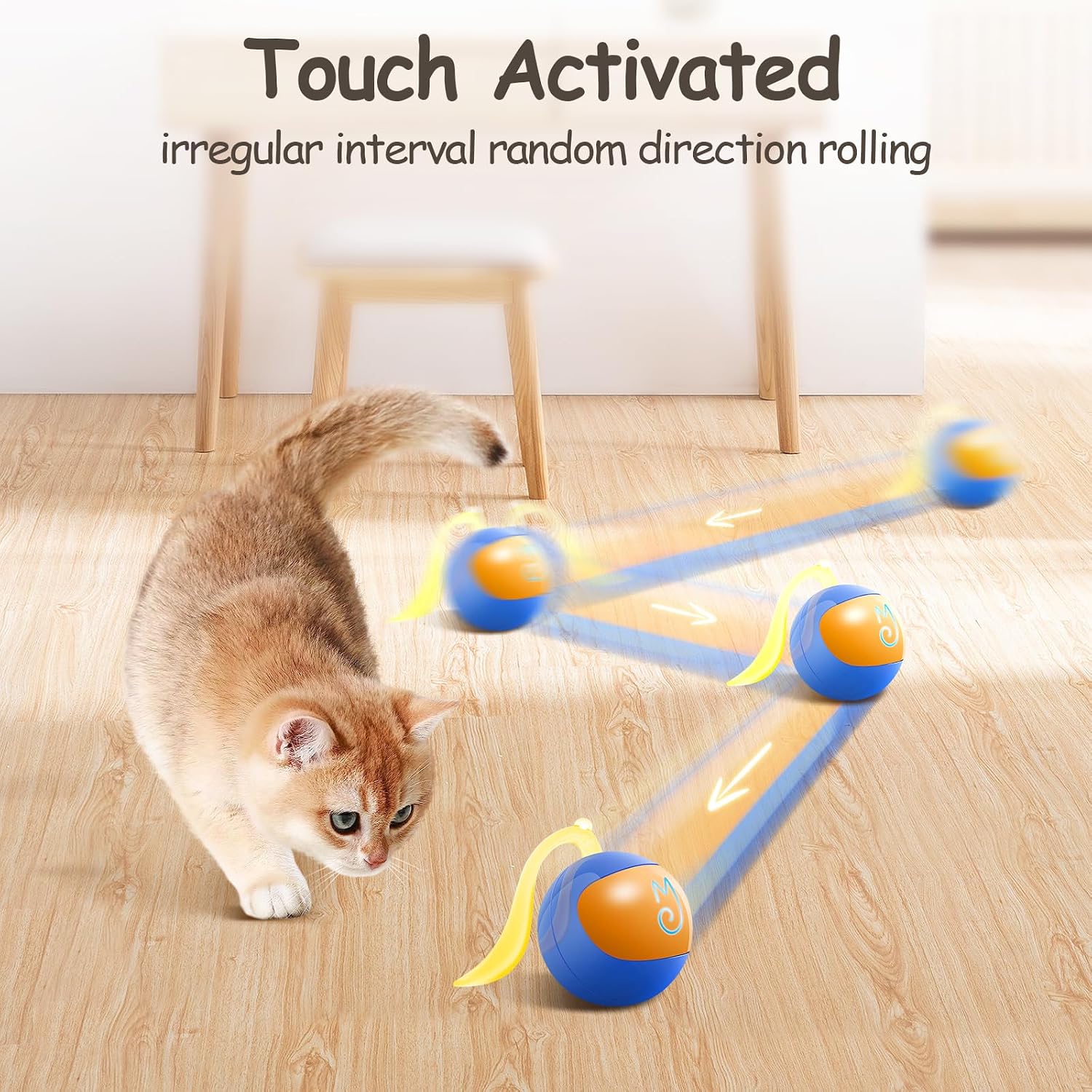 Detalle 2 de Migipaws Interactive Cat Ball Toy Set — automatic random rolling ball in a pouch