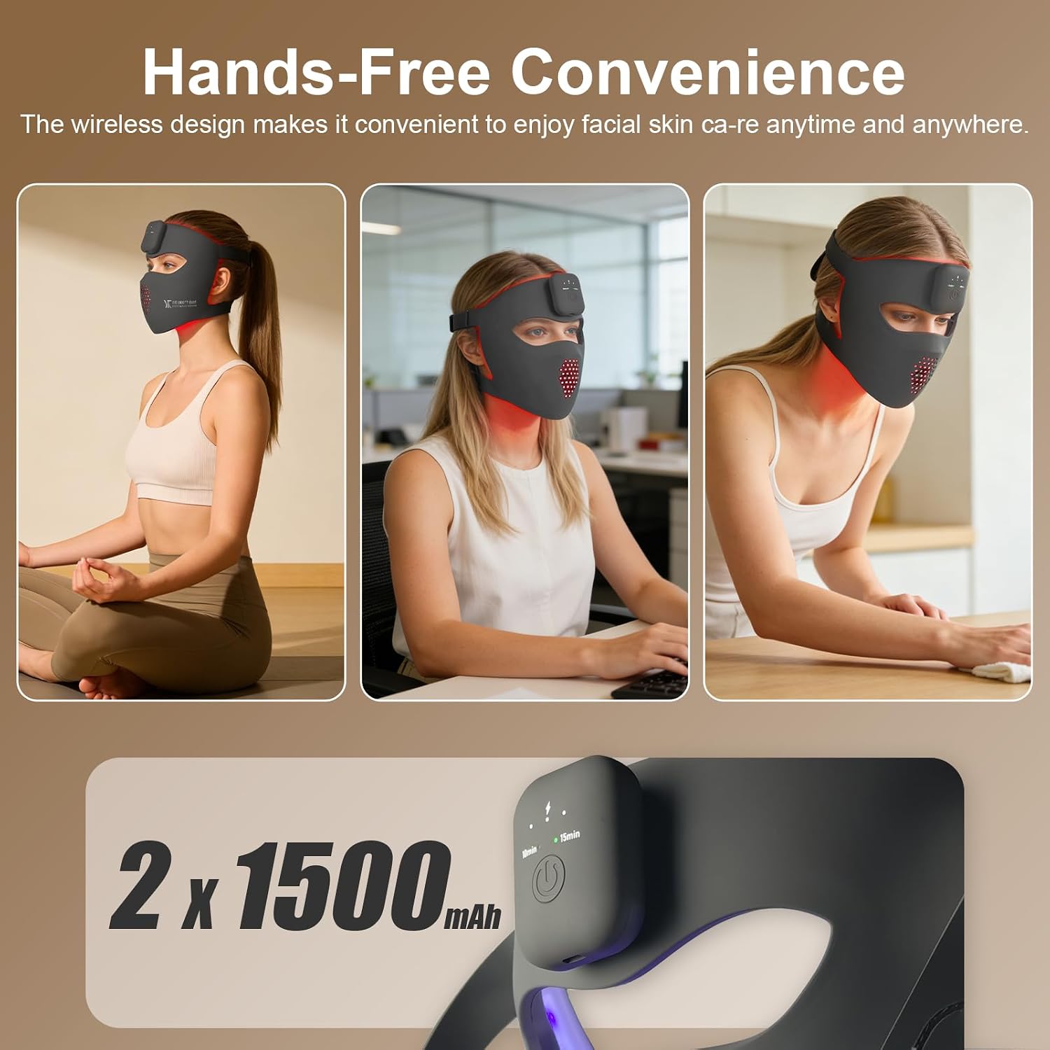 Thumbnail 6 de YK oliron RLTM-4DMAG-RBV1 Cordless LED Face Mask, Two Light Modes, Grey