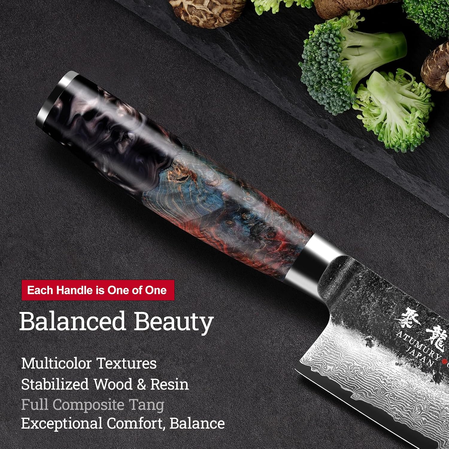 Detalle 1 de Atumuryou 7-Inch Santoku Knife, 67-Layer VG10 Damascus Steel