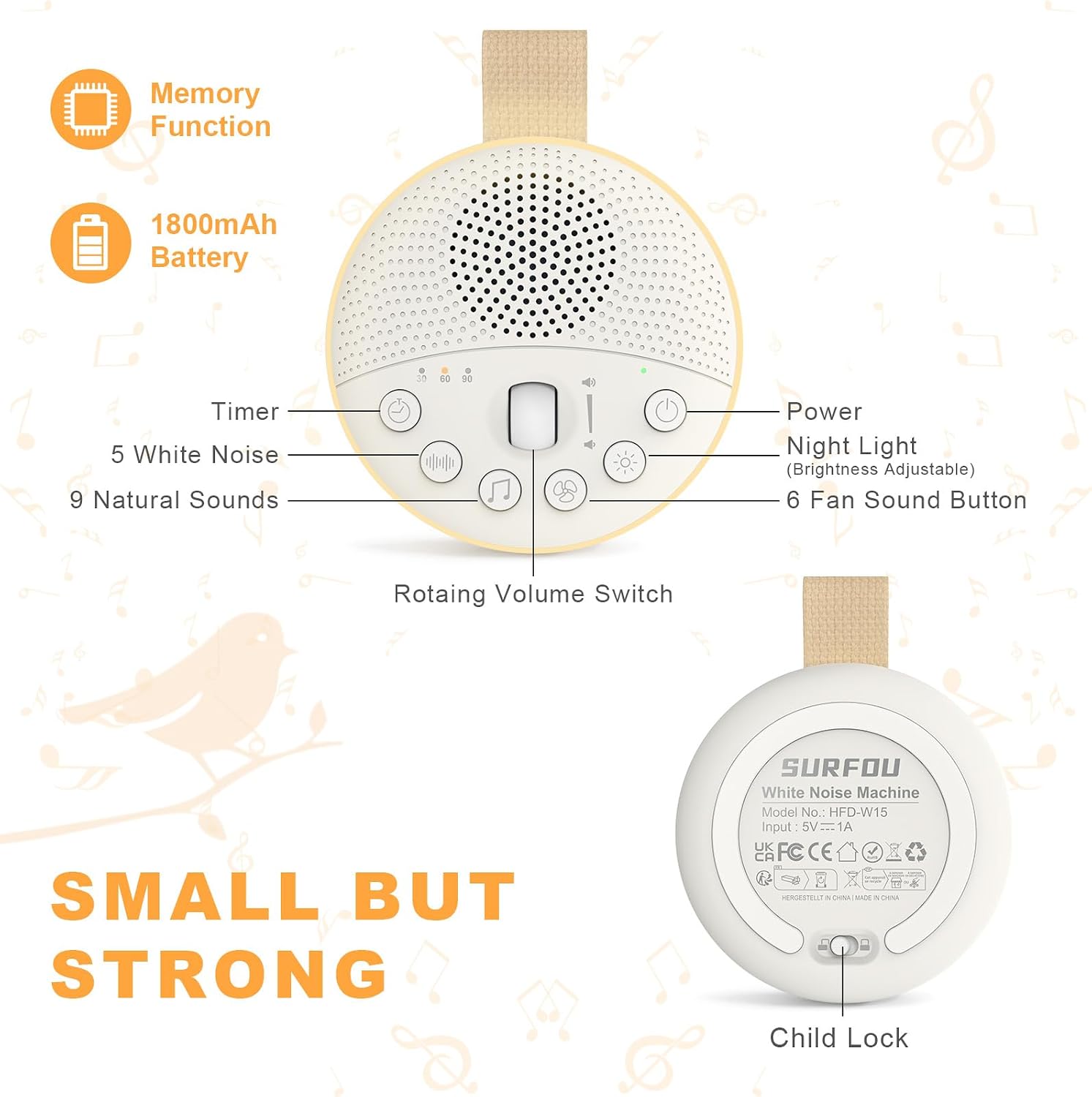 Detalle de White Noise Machine 21 sounds, 1800mAh 🔊