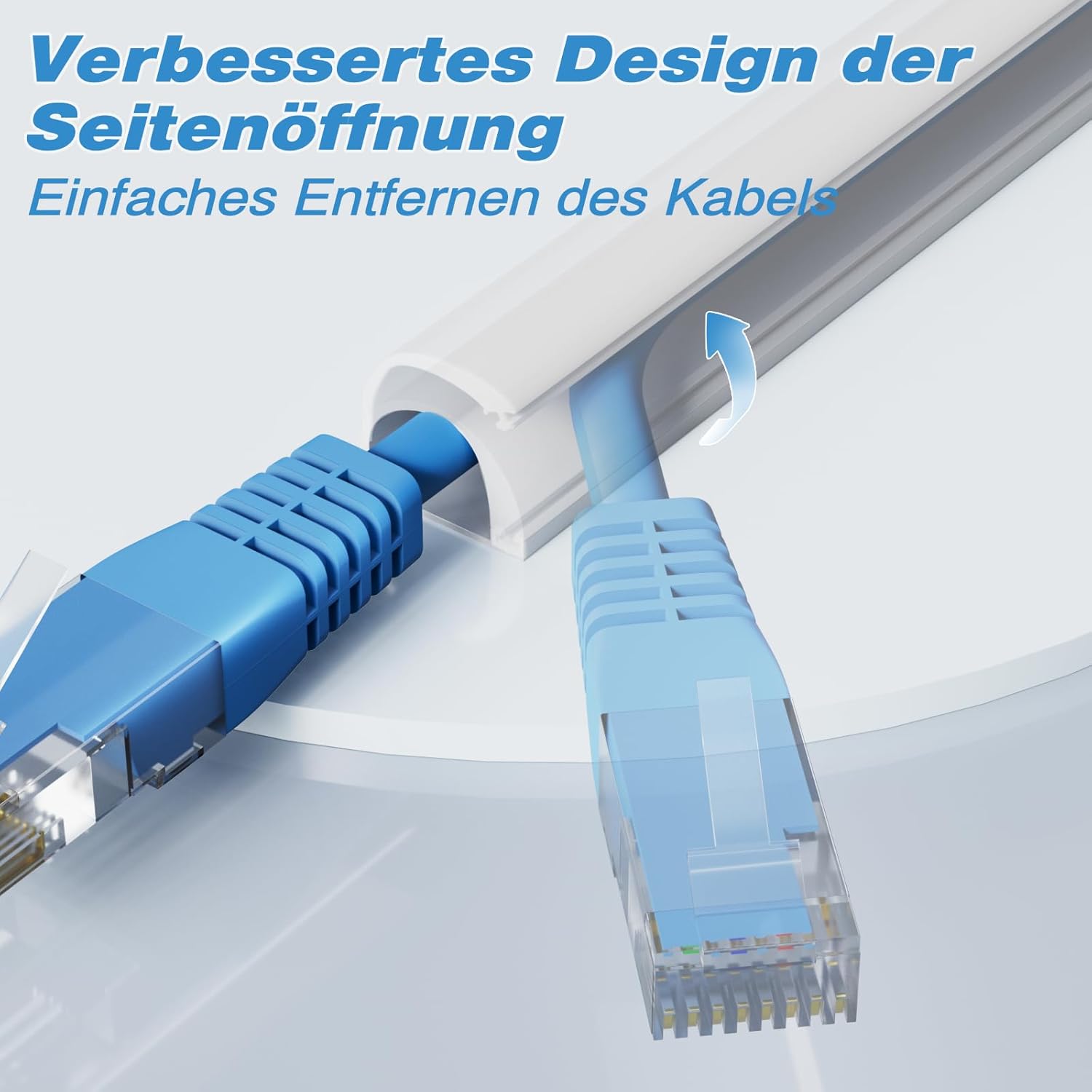 Detalle de 1m Kabelkanal Weiß Selbstklebend – Mini, flexibel, Halbrund & wasserfest