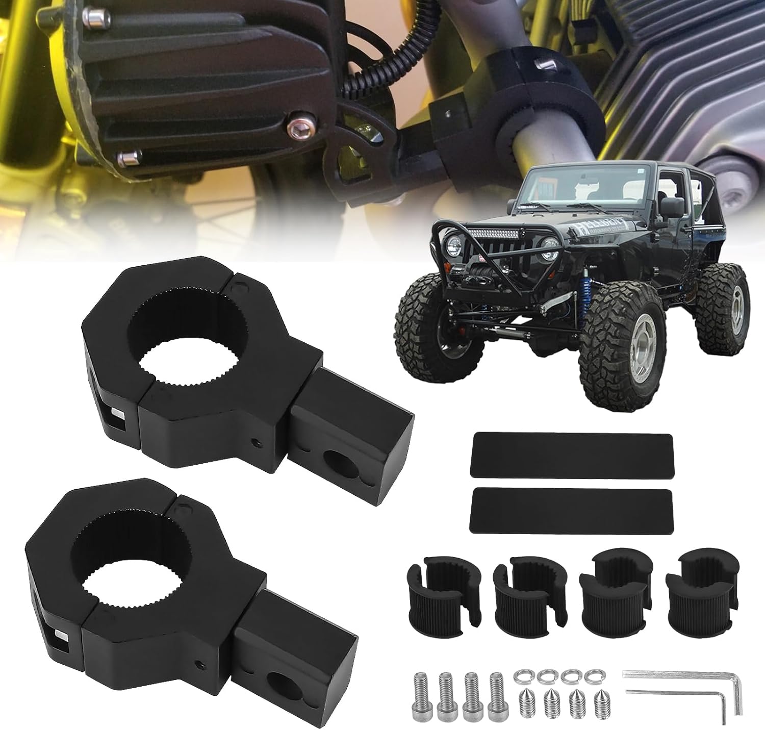 Detalle de Chelhead 2PCS Motorcycle Auxiliary Whip Lights Mounting Brackets for 0.75”–1.25” Roll Bars