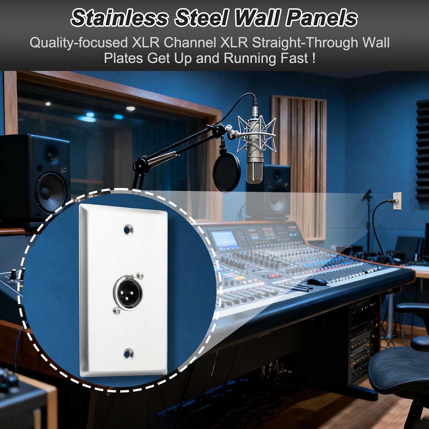 Detalle 2 de Lonlonty LQ-7709 XLR Wall Plate with 20 cm Cable, 3-Pin Solderless