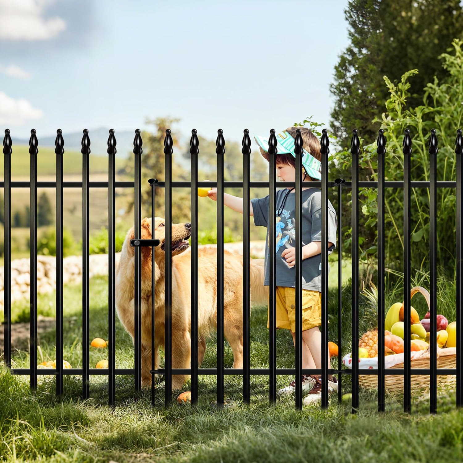 Detalle 2 de Thealyn Metall Dekorativer Gartenzaun – 57 × 45 cm, 5 Paneele, 2,8 m Gesamtlänge (faltbar)