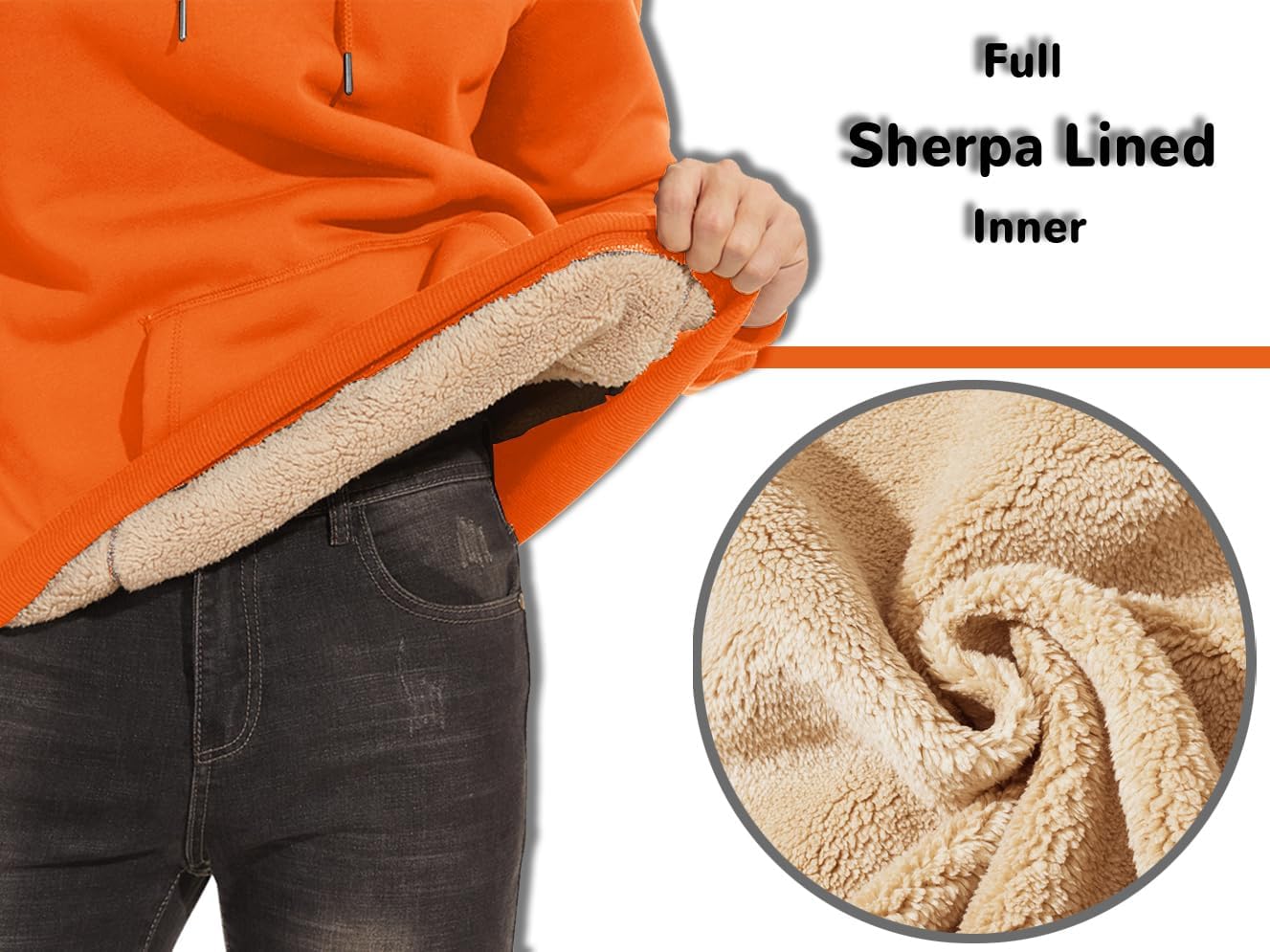 Thumbnail 5 de TACVASEN Men's Sherpa-Lined Pullover Hoodie, Windproof Fleece, Kangaroo Pocket
