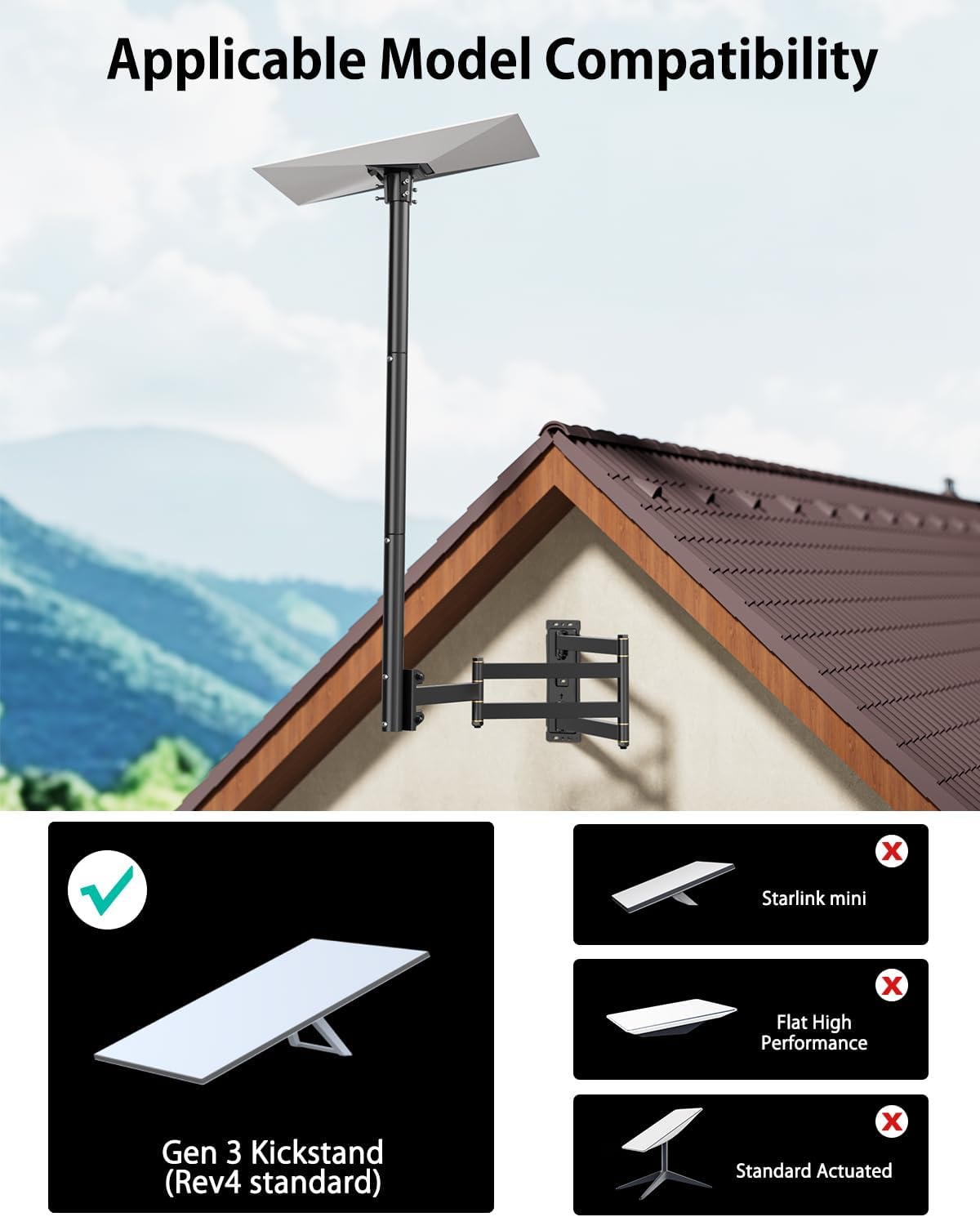 Detalle de WHYFONE Starlink Gen 3 Halterung – 360° Wandhalterung mit 975 mm Auszug