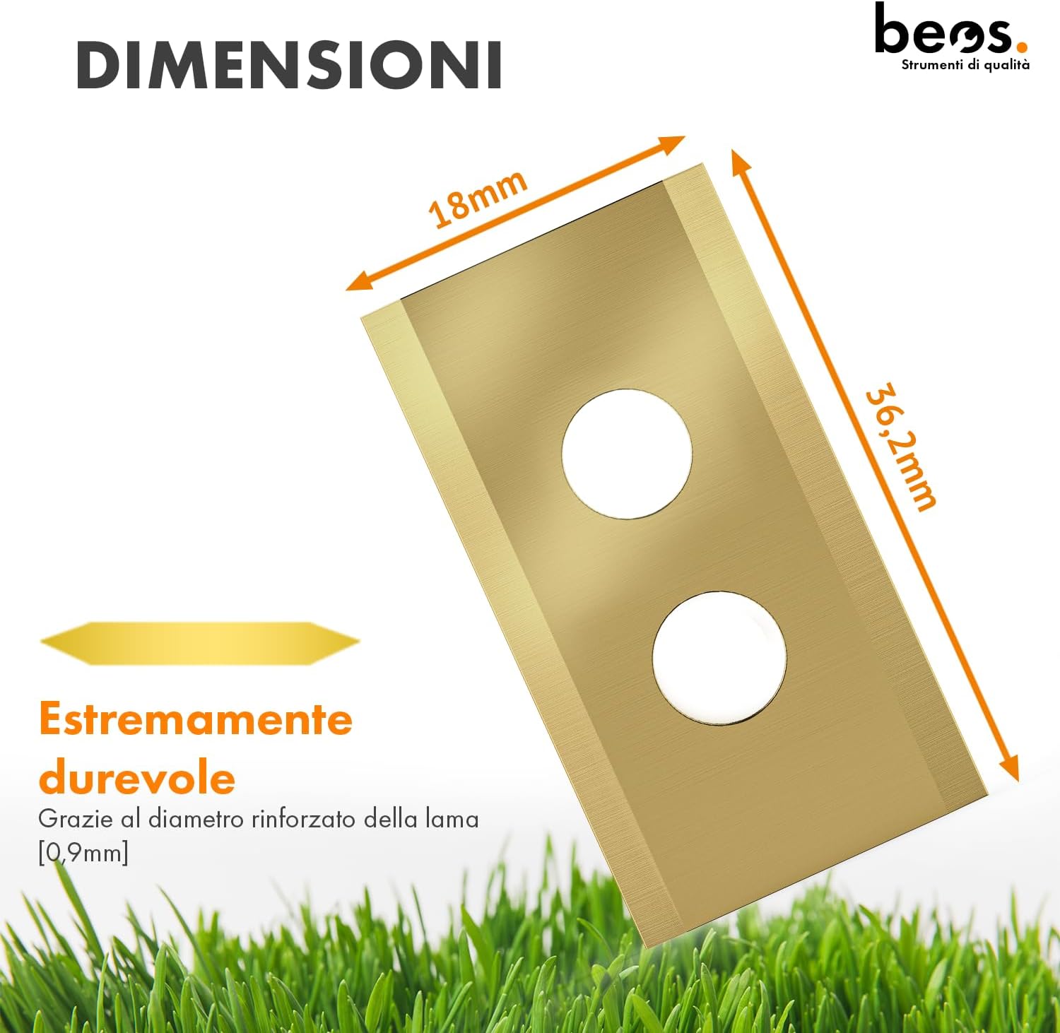 Detalle de Beos 30 x Lame di Ricambio Premium Titan + Viti con Blocco – Lame per Worx, LandXcape, Einhell, Kress