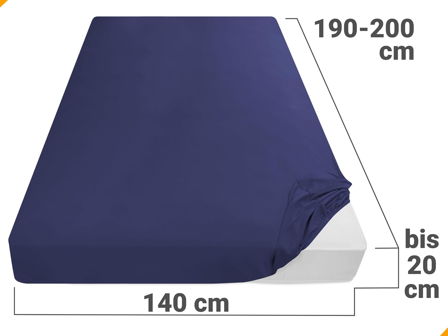 Thumbnail 2 de Npluseins Drap Housse 140x190/200 cm en Microfibre – Bleu Marine, certifié Oeko-Tex