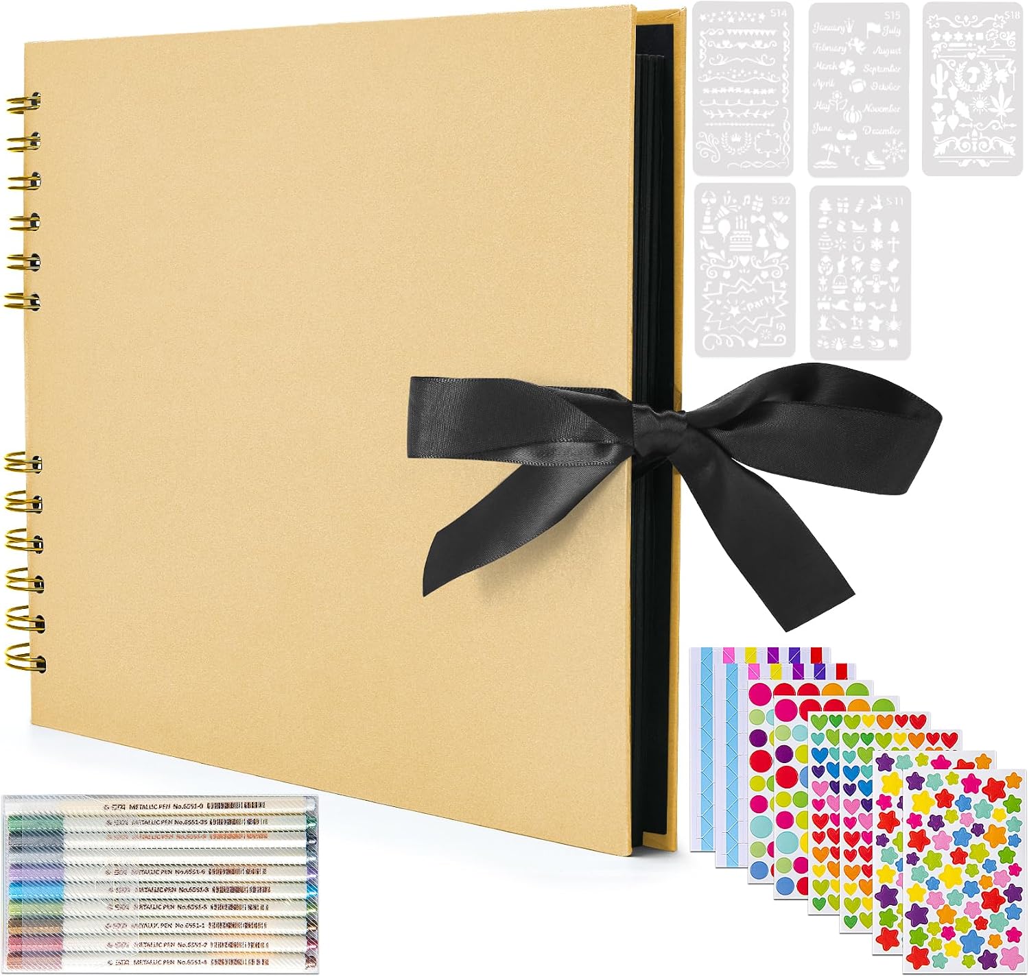 YILEEY Fotoalbum zum Selbstgestalten – DIY Scrapbook mit Zubehör, 80 Seiten in Schwarz, Weinrot