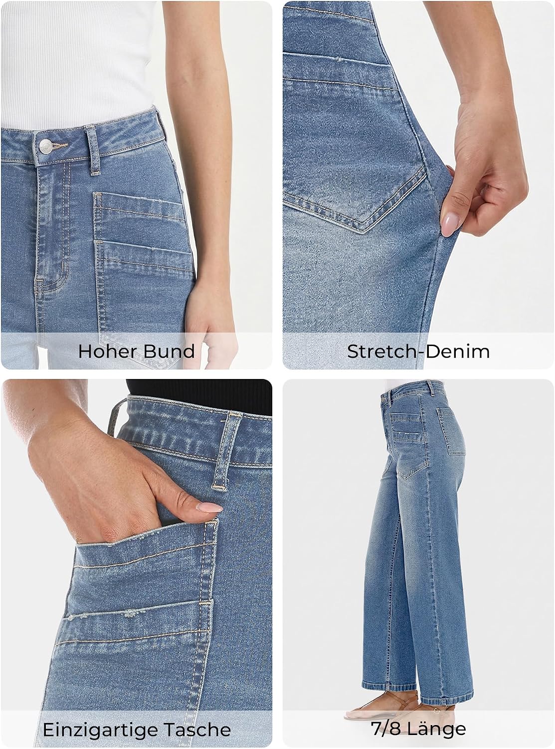 Detalle 2 de StylSense Baggy Jeans Damen High Waist mit Weitem Bein – Stretch & Komfort
