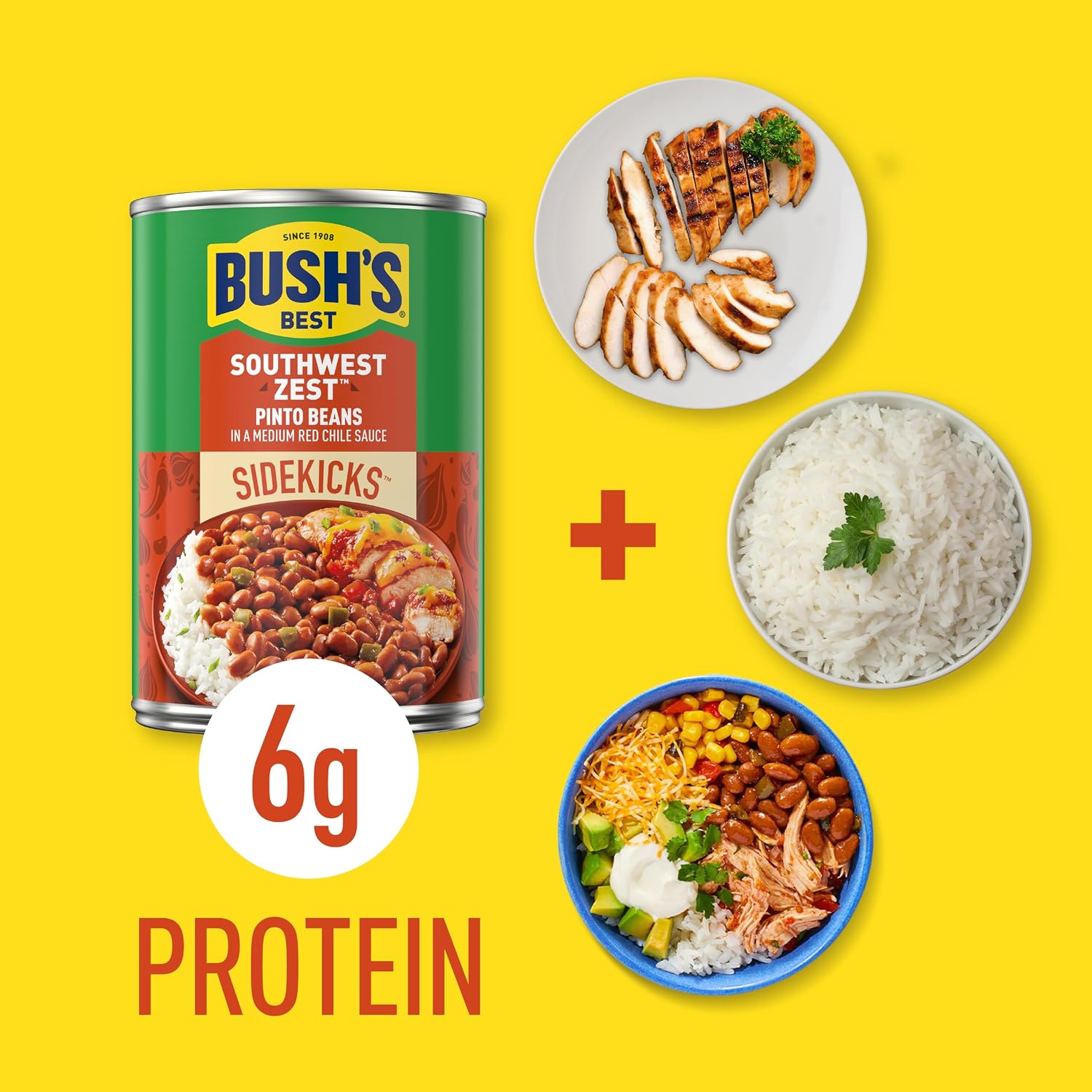 Detalle 2 de Bush's Best Southwest Zest Pinto Beans, 15 oz Cans, Pack of 12