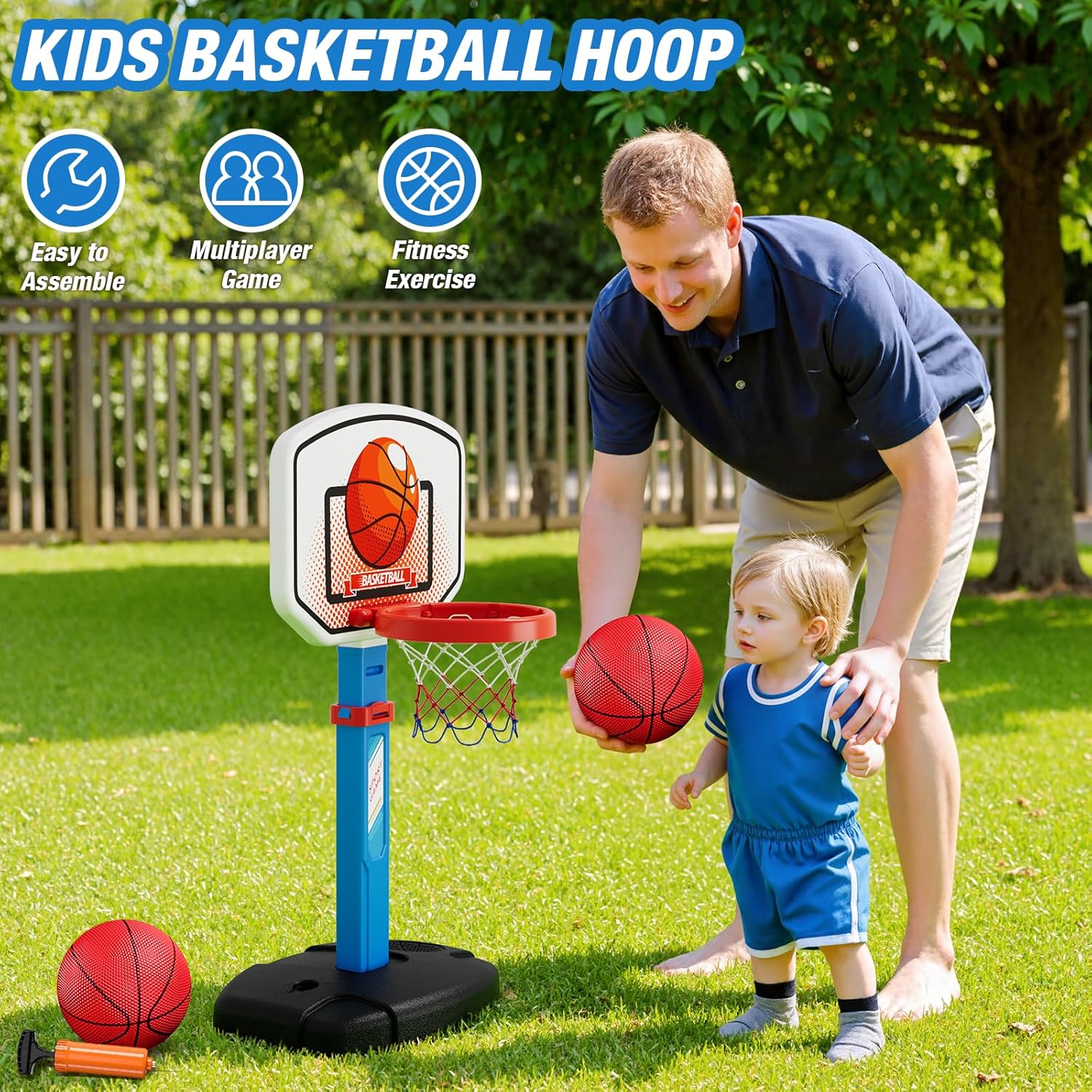 Thumbnail 4 de HYES 2 in 1 Kids Basketball Hoop and T Ball Set, Adjustable