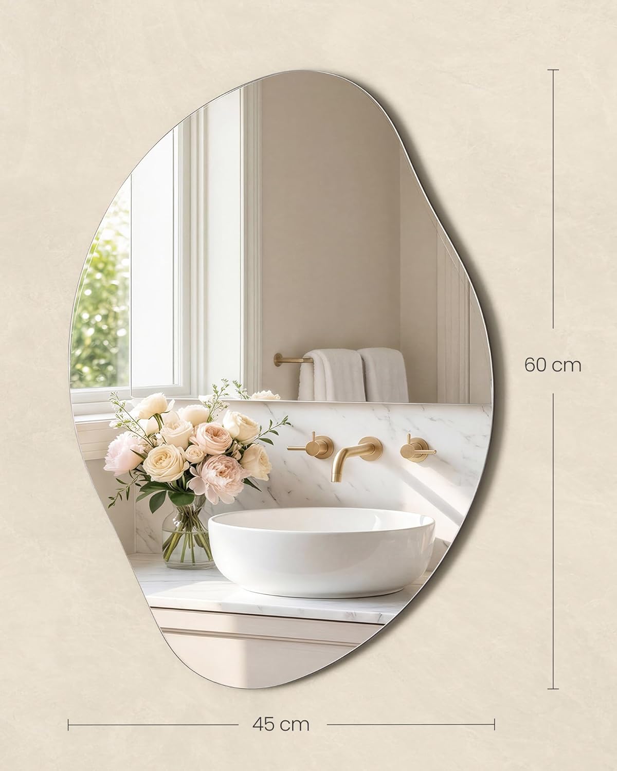 Thumbnail 4 de Miroir mural SONGMICS en forme de pétale asymétrique LWM020BD01, 60 x 45 cm