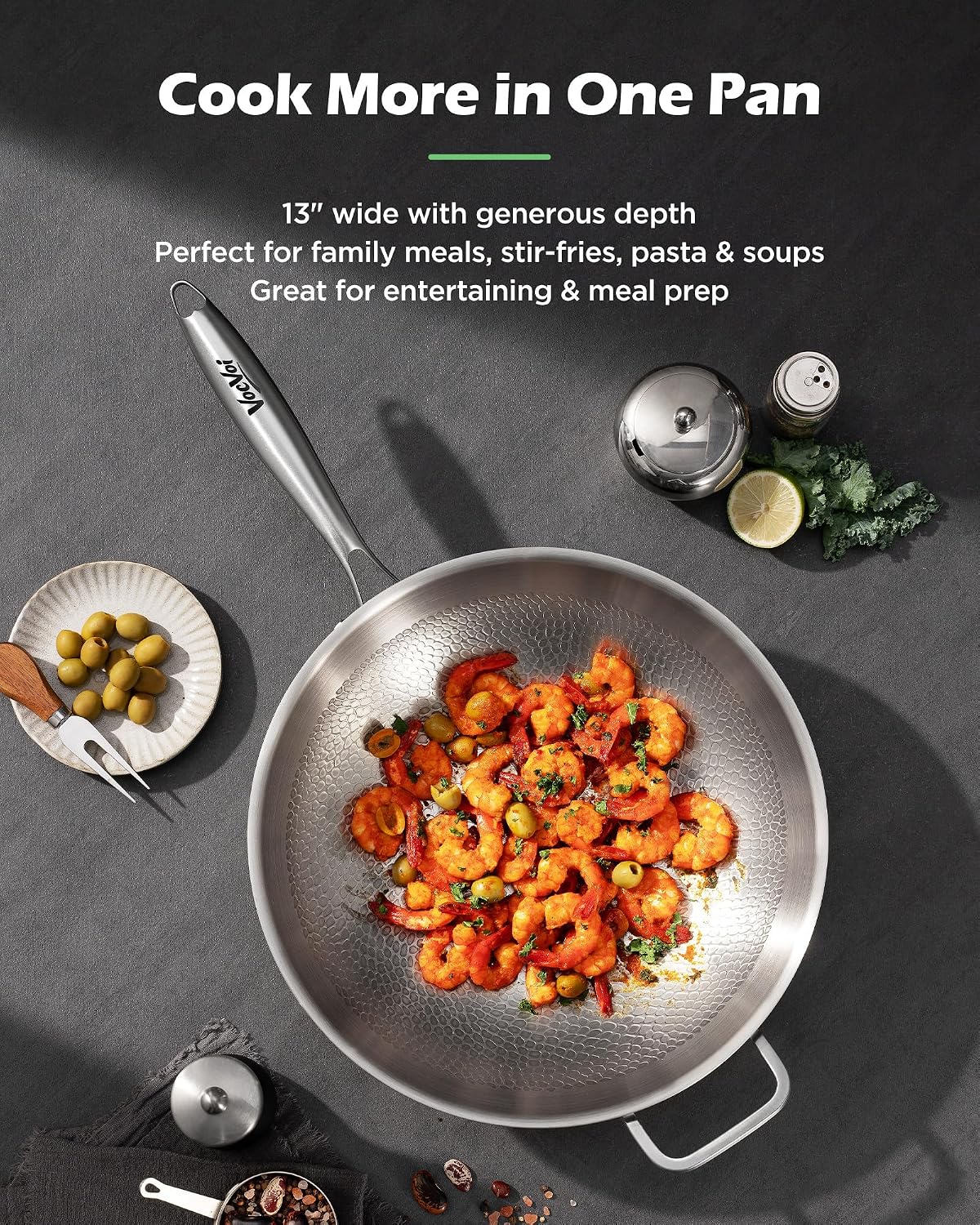 Detalle de VocVoi Titanium Wok Pan, 13-Inch