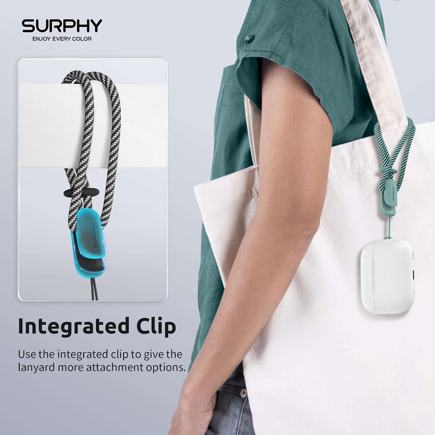 Detalle 2 de SURPHY Black & Green Braided Nylon Phone Wrist Lanyard, 2-Pack