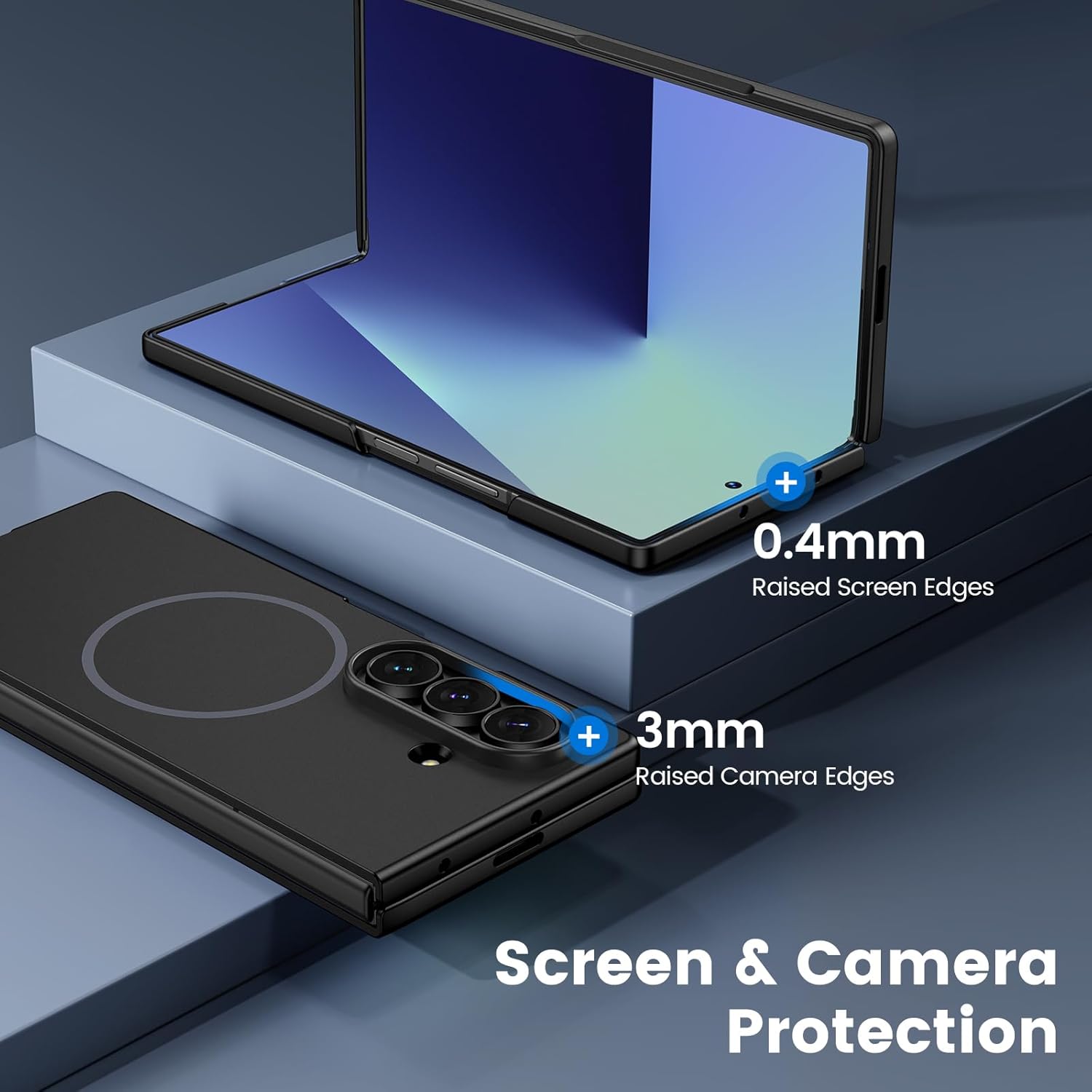 Thumbnail 6 de HWeggo for Samsung Galaxy Z Fold 7 Case (Magnetic Charging Compatible) with Built-in 9H Screen Protector, Ultra Slim Matte Black