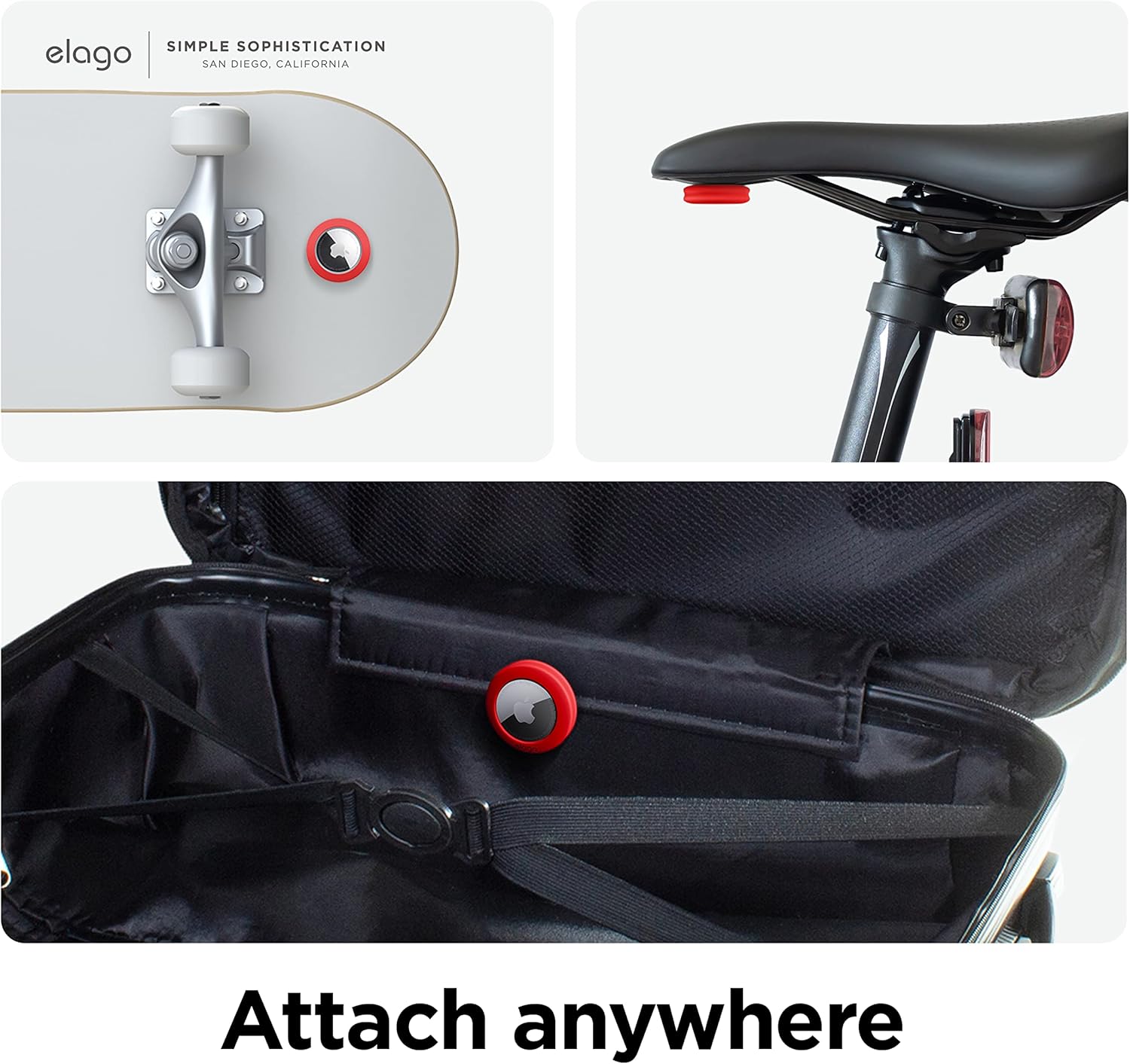 Thumbnail 2 de elago Coque en silicone pour Apple AirTag (2e/1re gén.) avec support adhésif réutilisable – Pack de 2, rouge