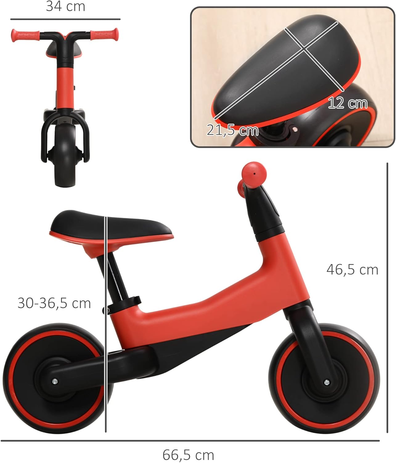 Thumbnail 4 de AIYAPLAY Bicicleta sin Pedales Rojo 66,5x34x46,5 cm