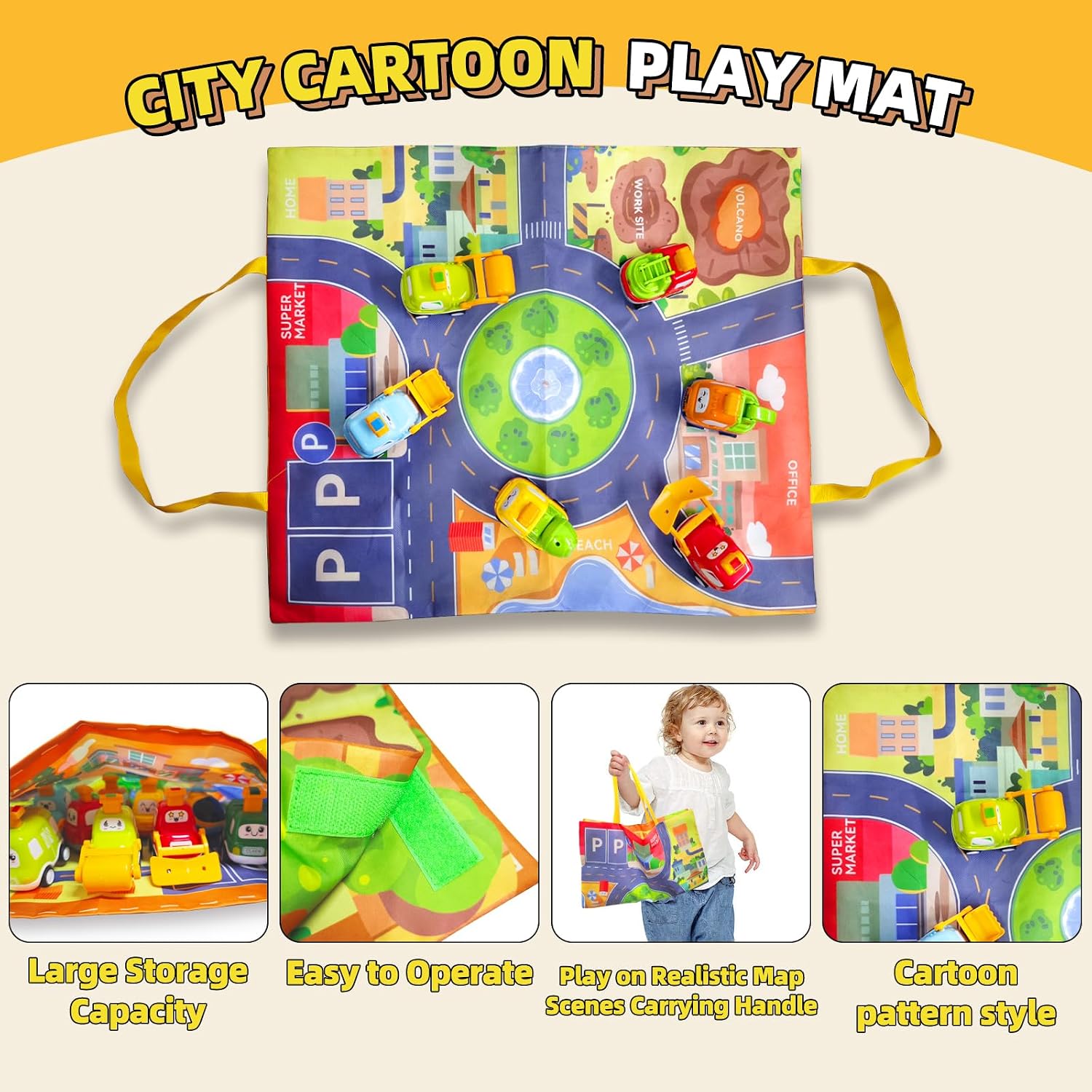Detalle de Spielzeugautos zum Zurückziehen für Kleinkinder – 9-teiliges Set mit Spielmatte und Aufbewahrung
