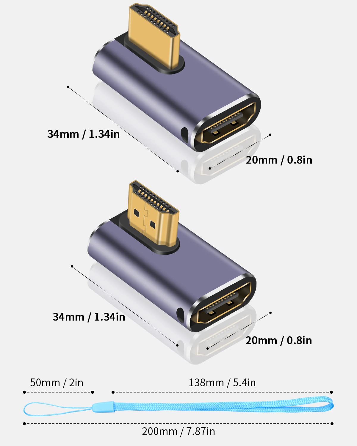 Detalle de Duttek 8K HDMI Winkeladapter 90 Grad