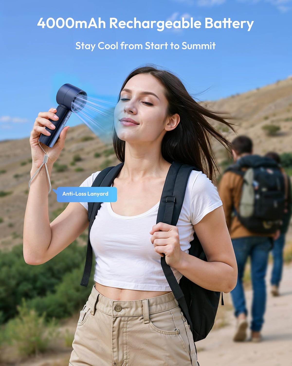 Thumbnail 3 de Gaiatop Powerful Handheld Fan Rechargeable (Navy Blue) – 100-level turbo portable pocket fan