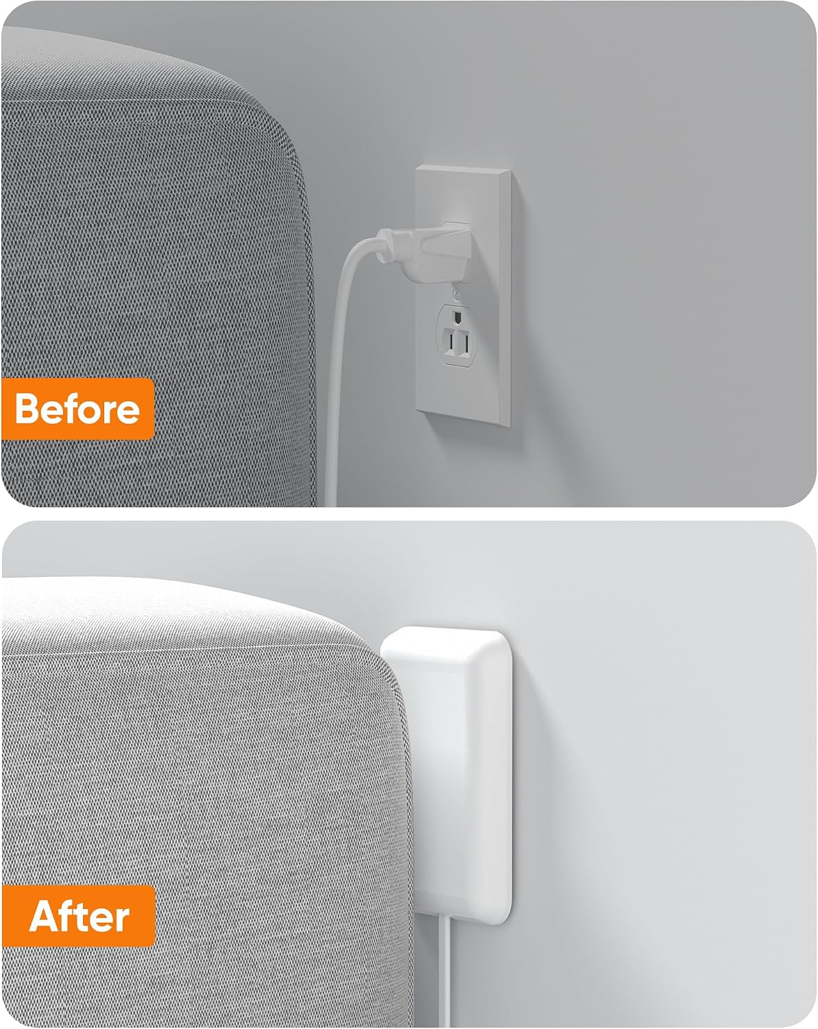 Detalle de Olcorife Flat Extension Cord with Outlet Cover — 6 Outlets, 3 ft, Flat Plug Power Strip