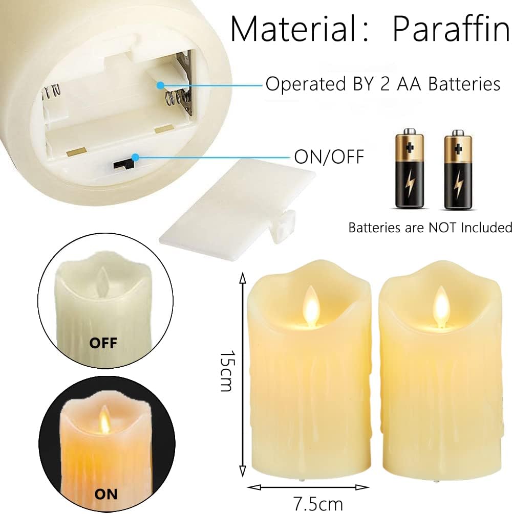 Thumbnail 5 de Lonkenn Candele LED 2 pezzi con fiamma tremolante e telecomando, timer