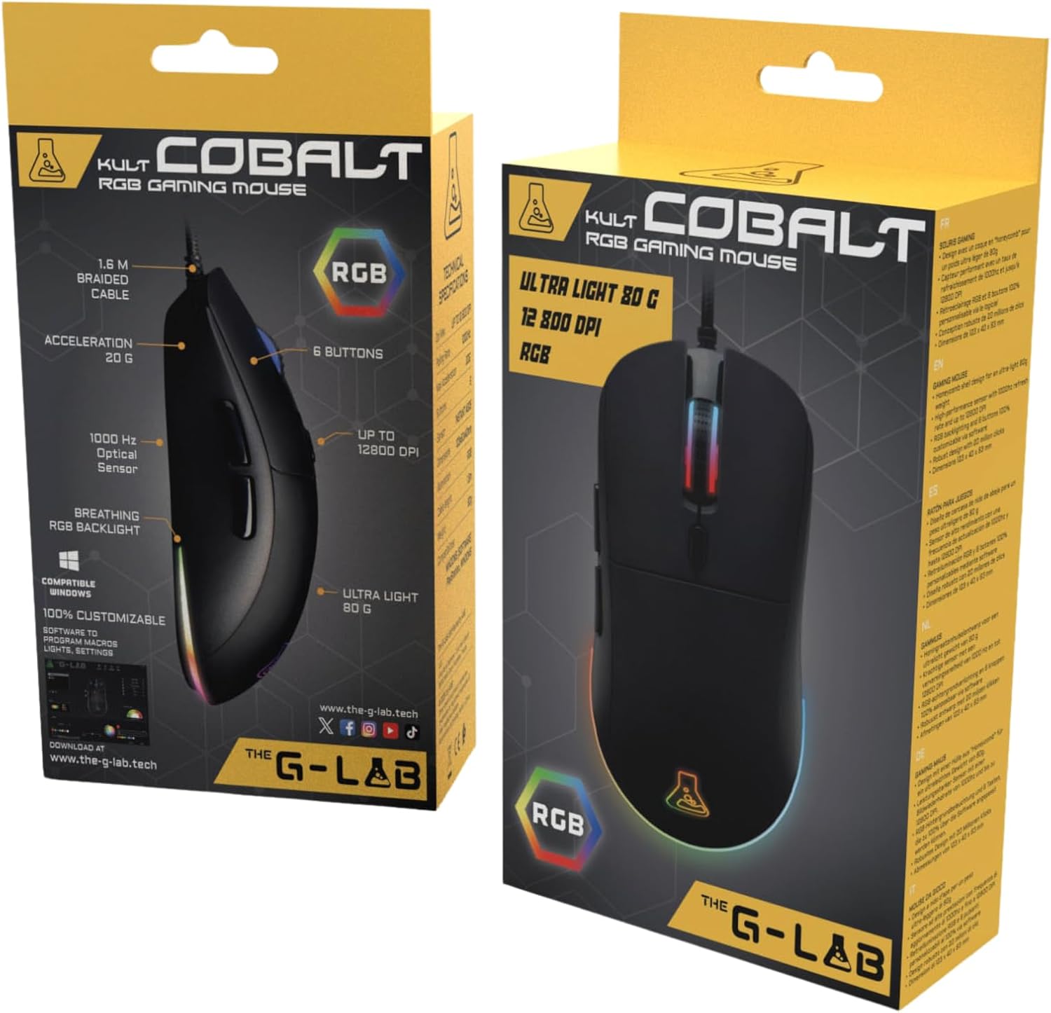 Thumbnail 6 de The G-Lab Kult Cobalt : souris gaming filaire USB jusqu’à 12 800 DPI, légère et RGB ajustable